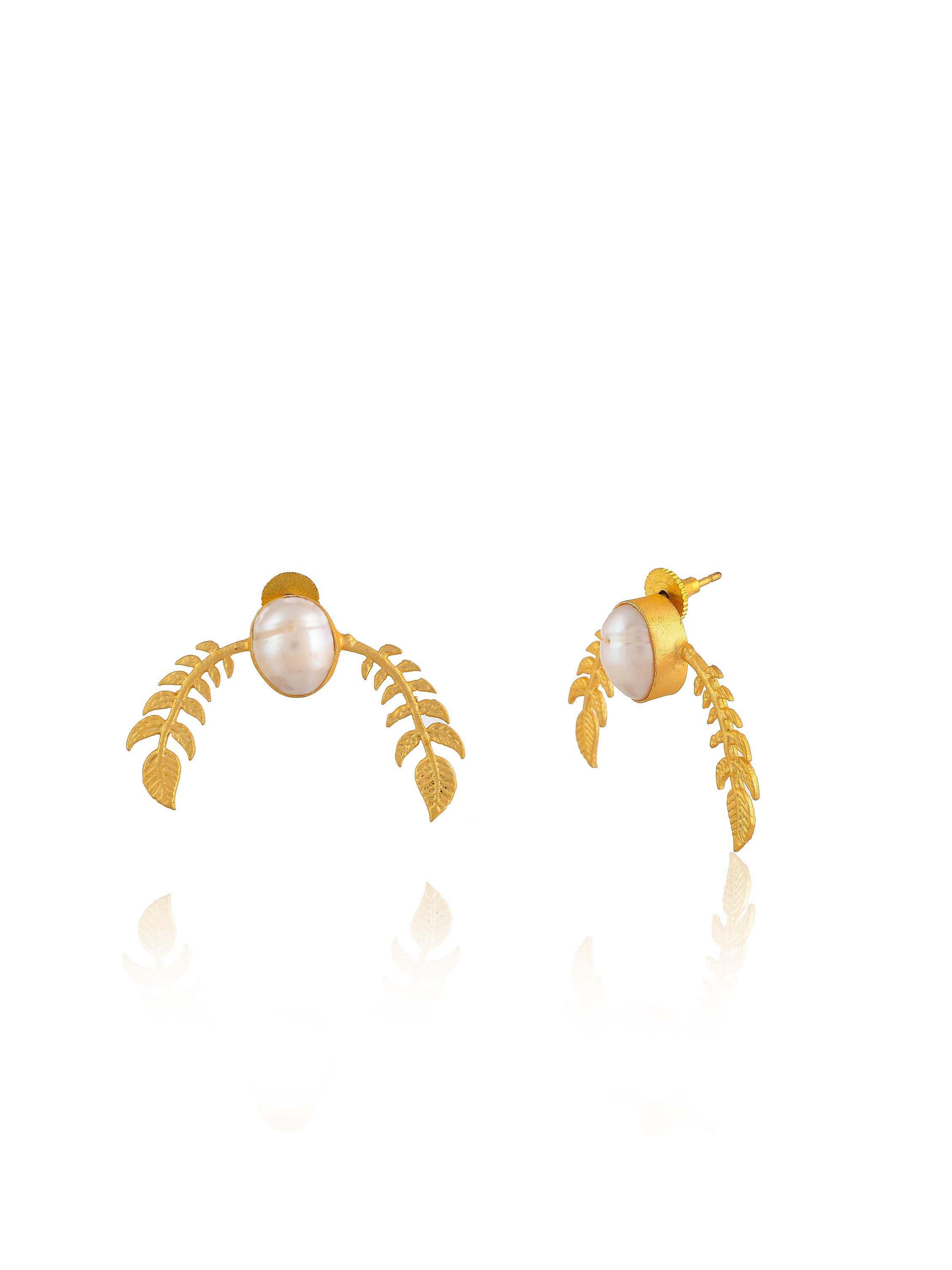 Women's Pearl Leaf Wings Earrings - Zurii Jewels
