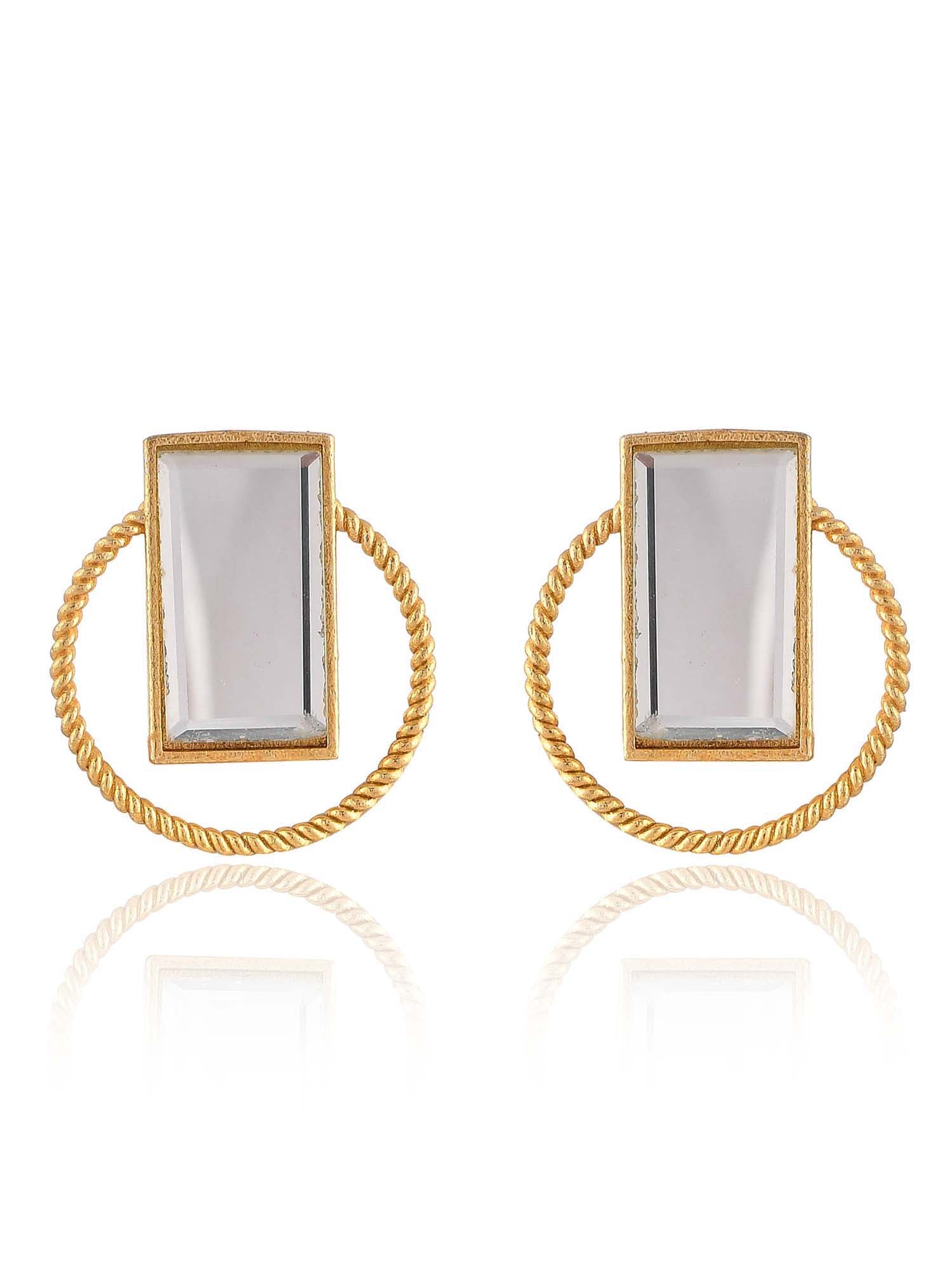 Women's Rope Textured Mirror Earrings