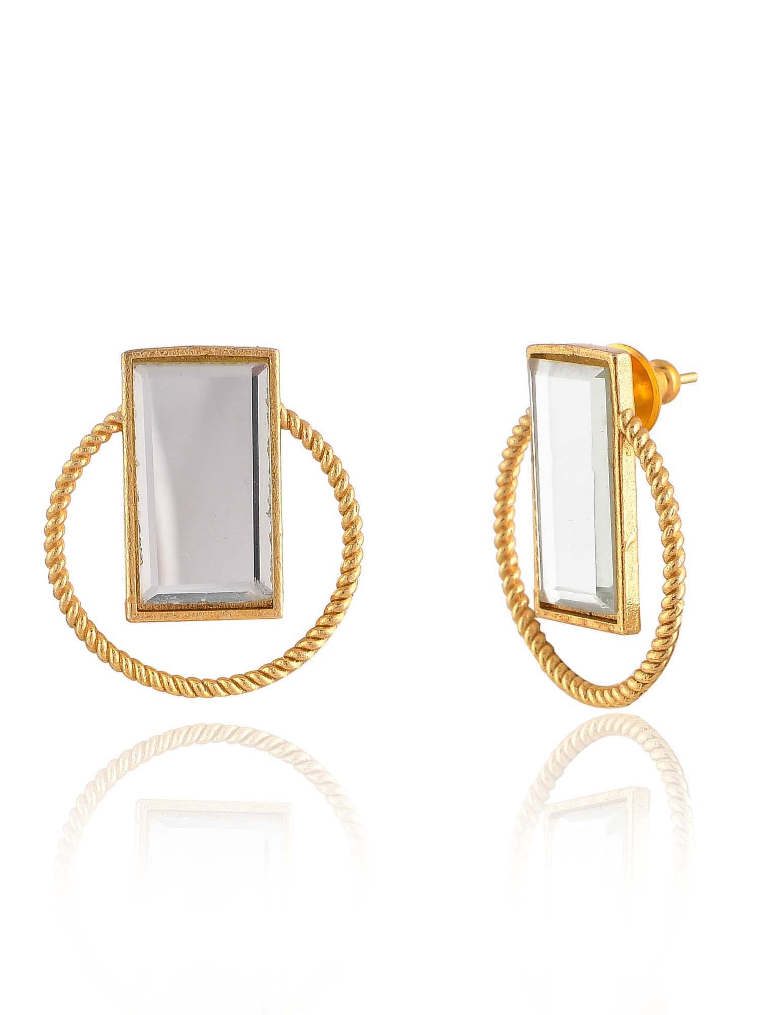 Women's Rope Textured Mirror Earrings
