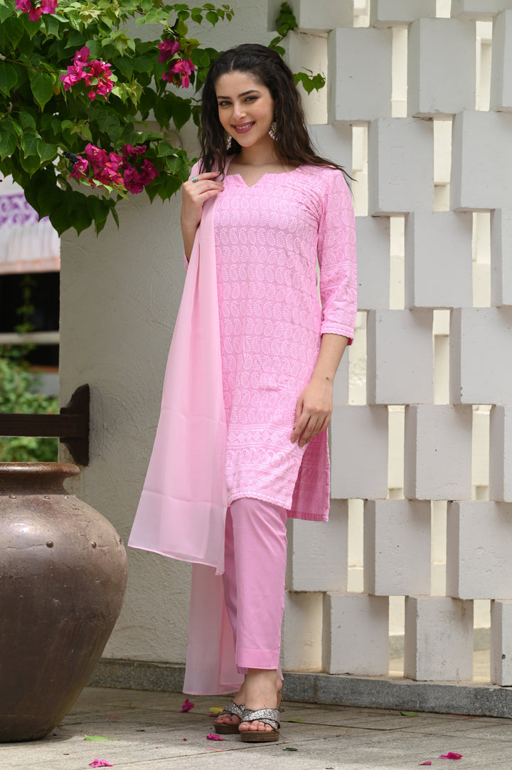 Women's Printed Chiken Georgette Kurta Set
