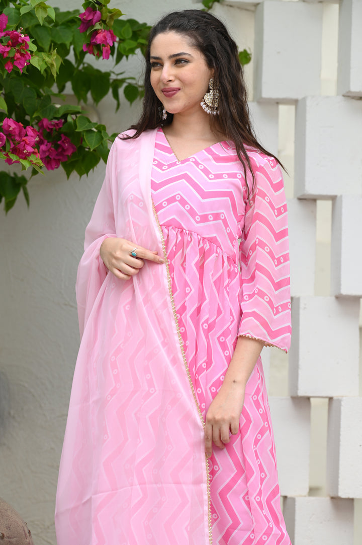 Women's Printed Georgette Kurta Set