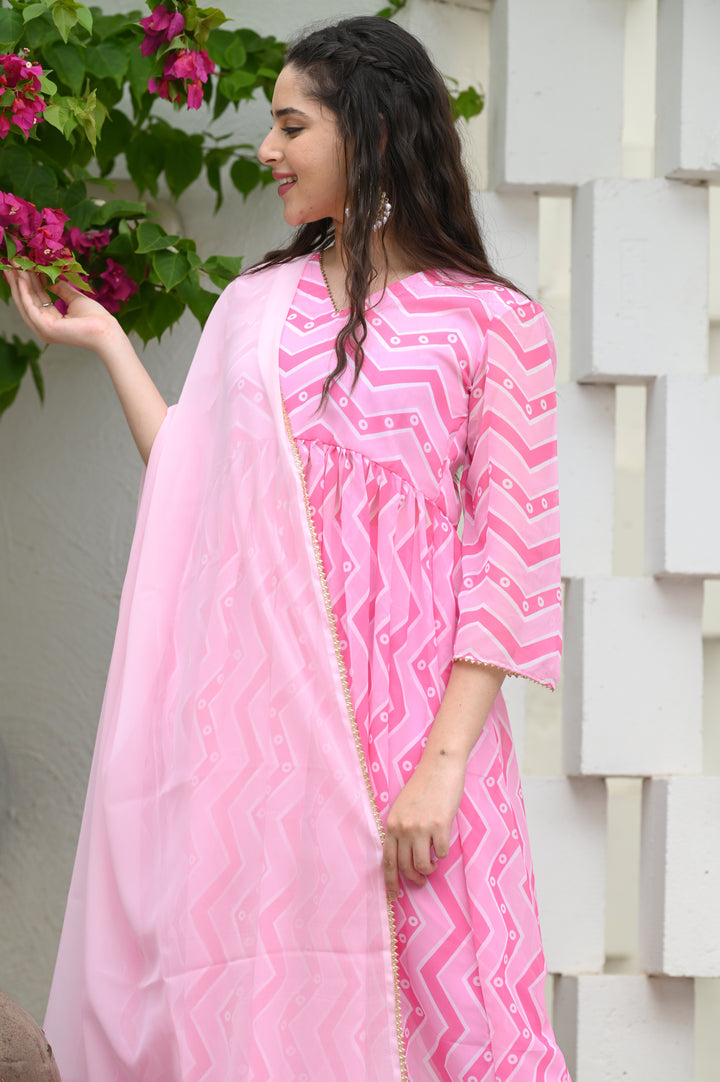 Women's Printed Georgette Kurta Set