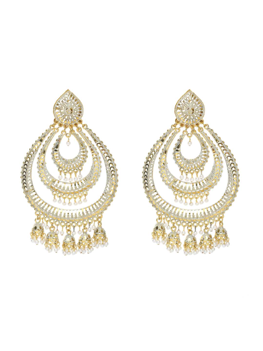 Johar Kamal Latest design triple circle white & golden Ear
