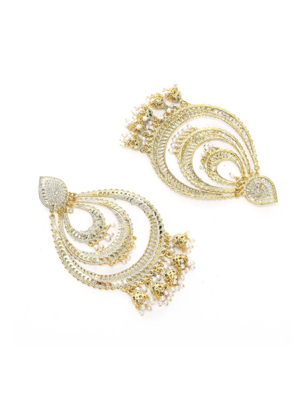 Johar Kamal Latest design triple circle white & golden Ear