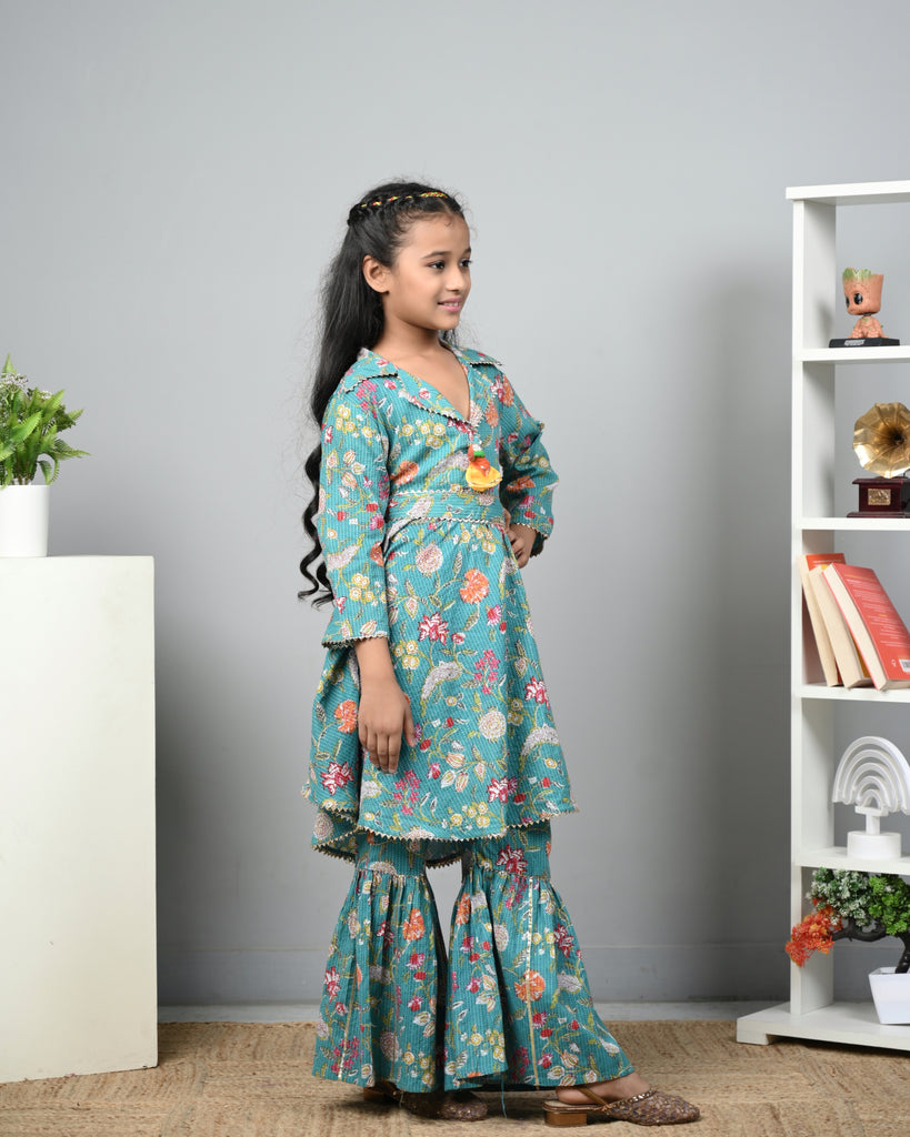 Girl's Enchanting Charm Kurti And Sharara Set
