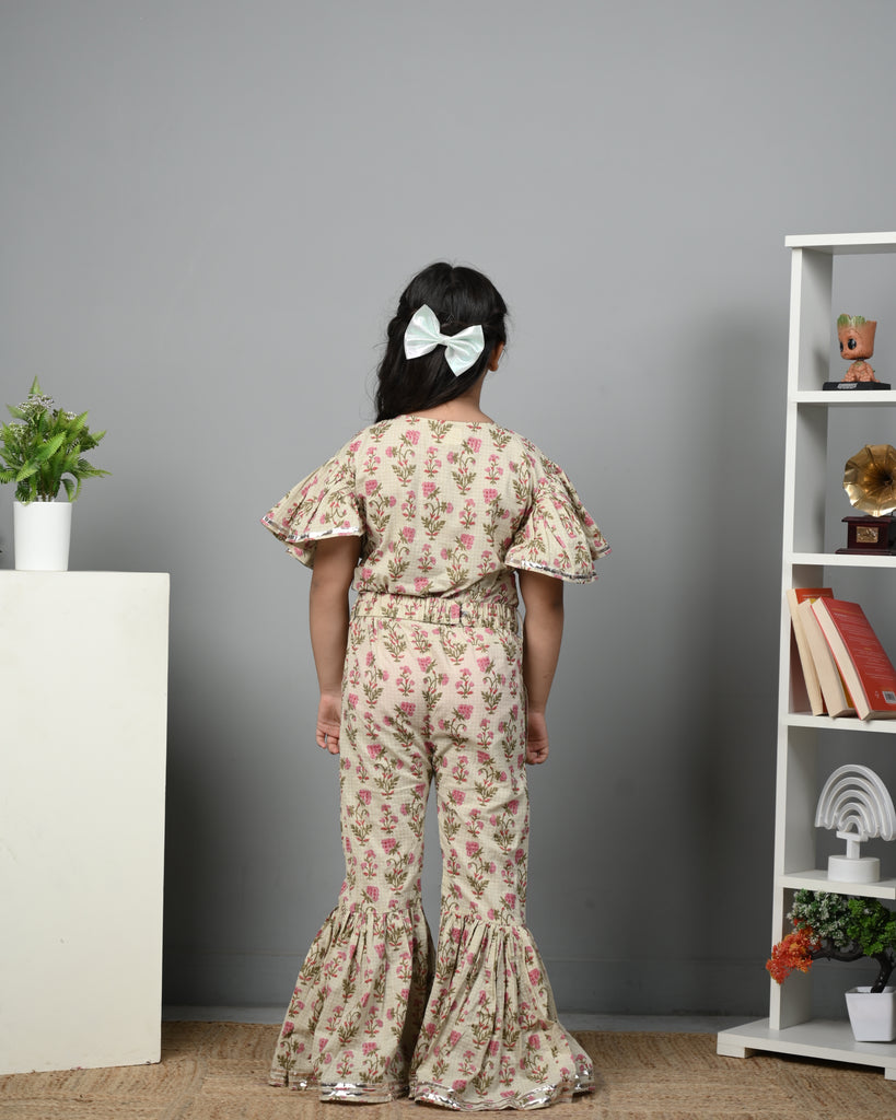 Girl's Pink Floral Jumpsuit