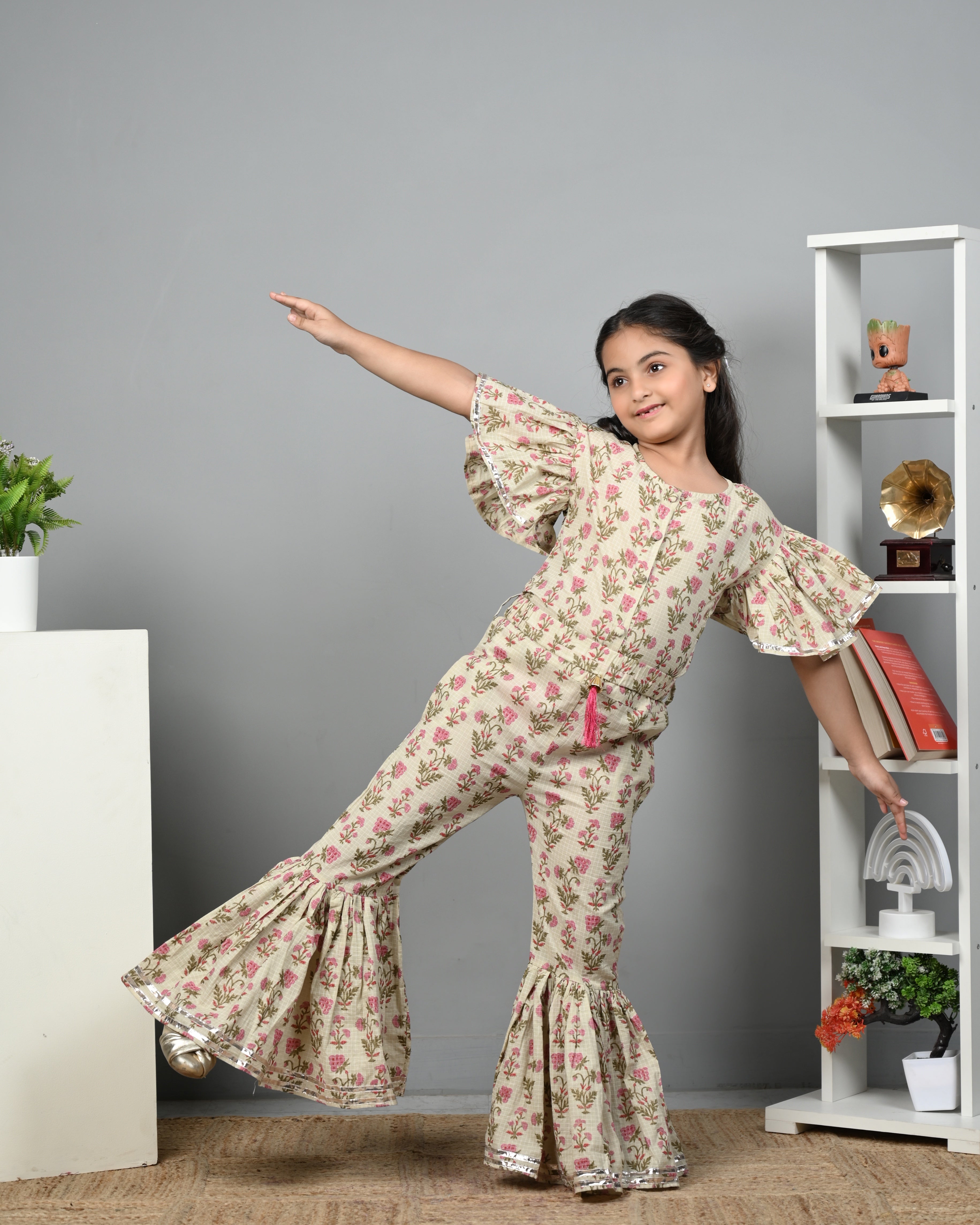 Girl's Pink Floral Jumpsuit - Whoosh