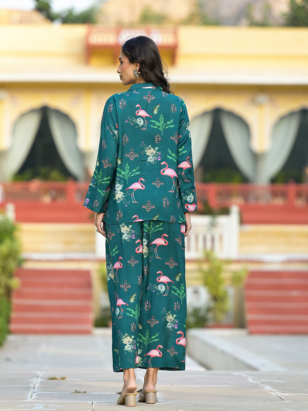 Women's Green Floral Printed Muslin Co-ord Set - Taantav