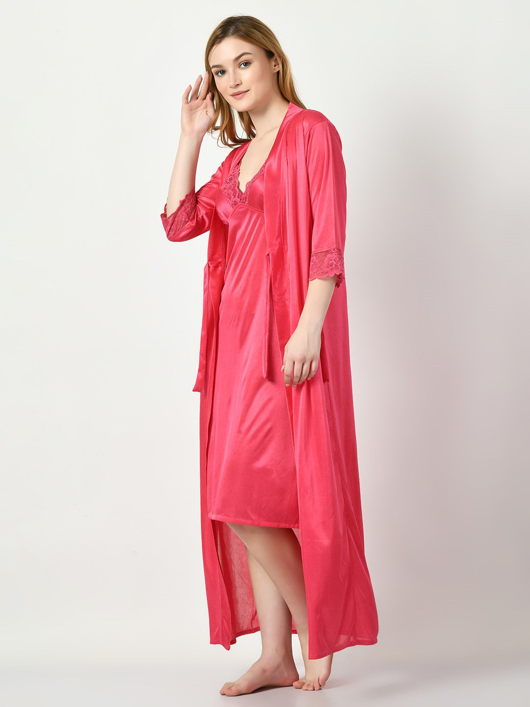 Women's Satin Pink Nightdress - Legit Affair