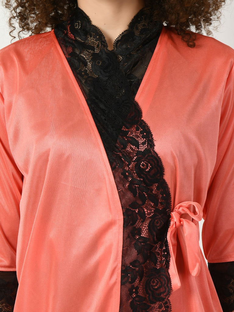 Women's Satin Peach Nightdress