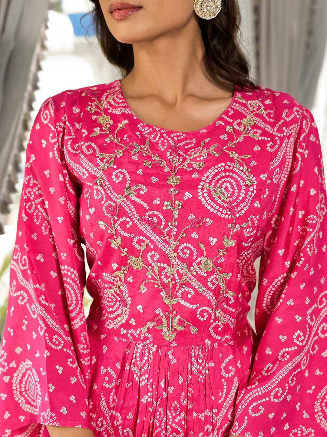 Women's Pink Digital Print Gota Work Pure Muslin Co-ord Set - Taantav