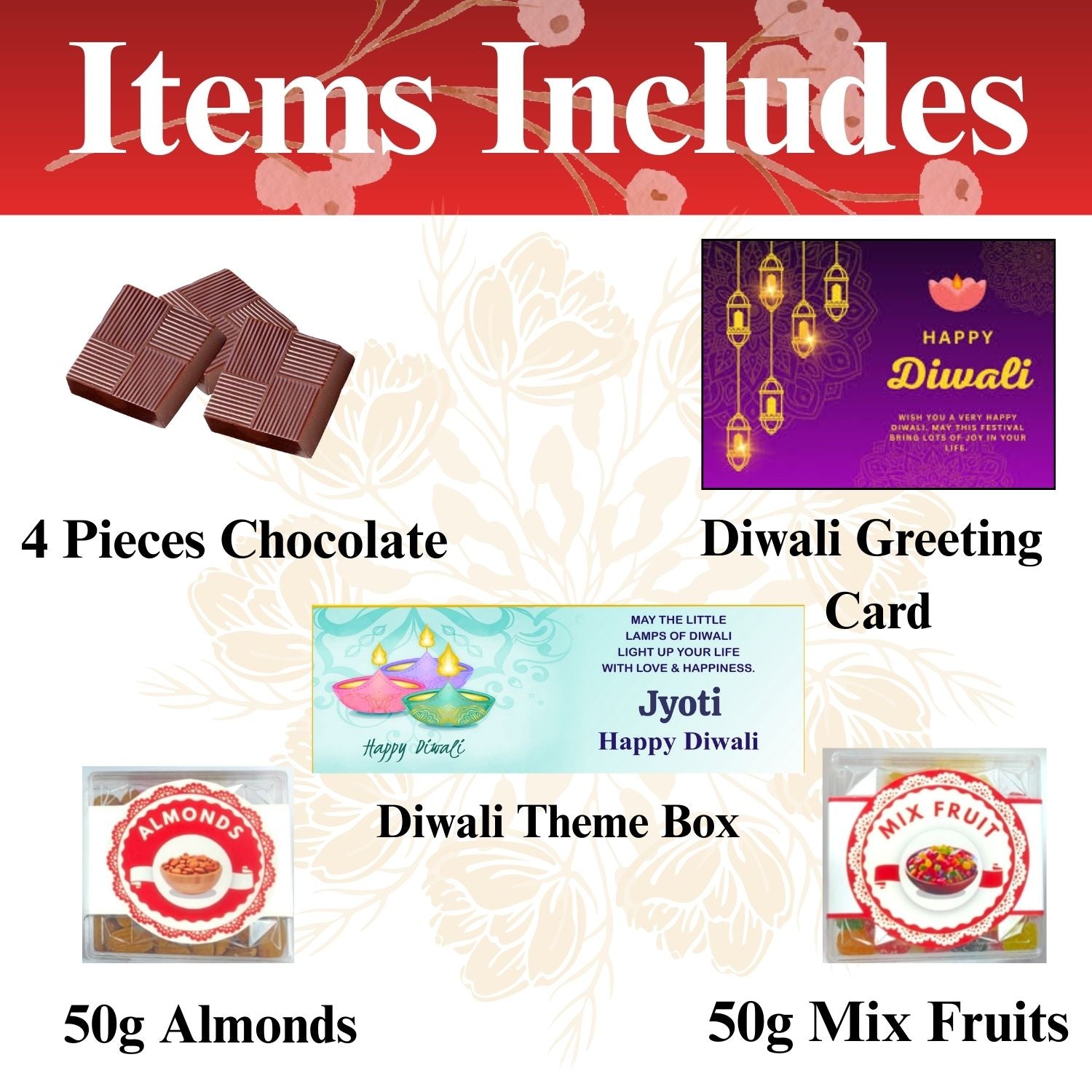 Personalised Diwali Chocolate Gift Box - 12 Pieces