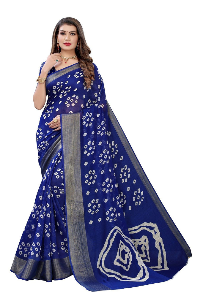 Women's Linen Jari Border Saree With Blouse Piece