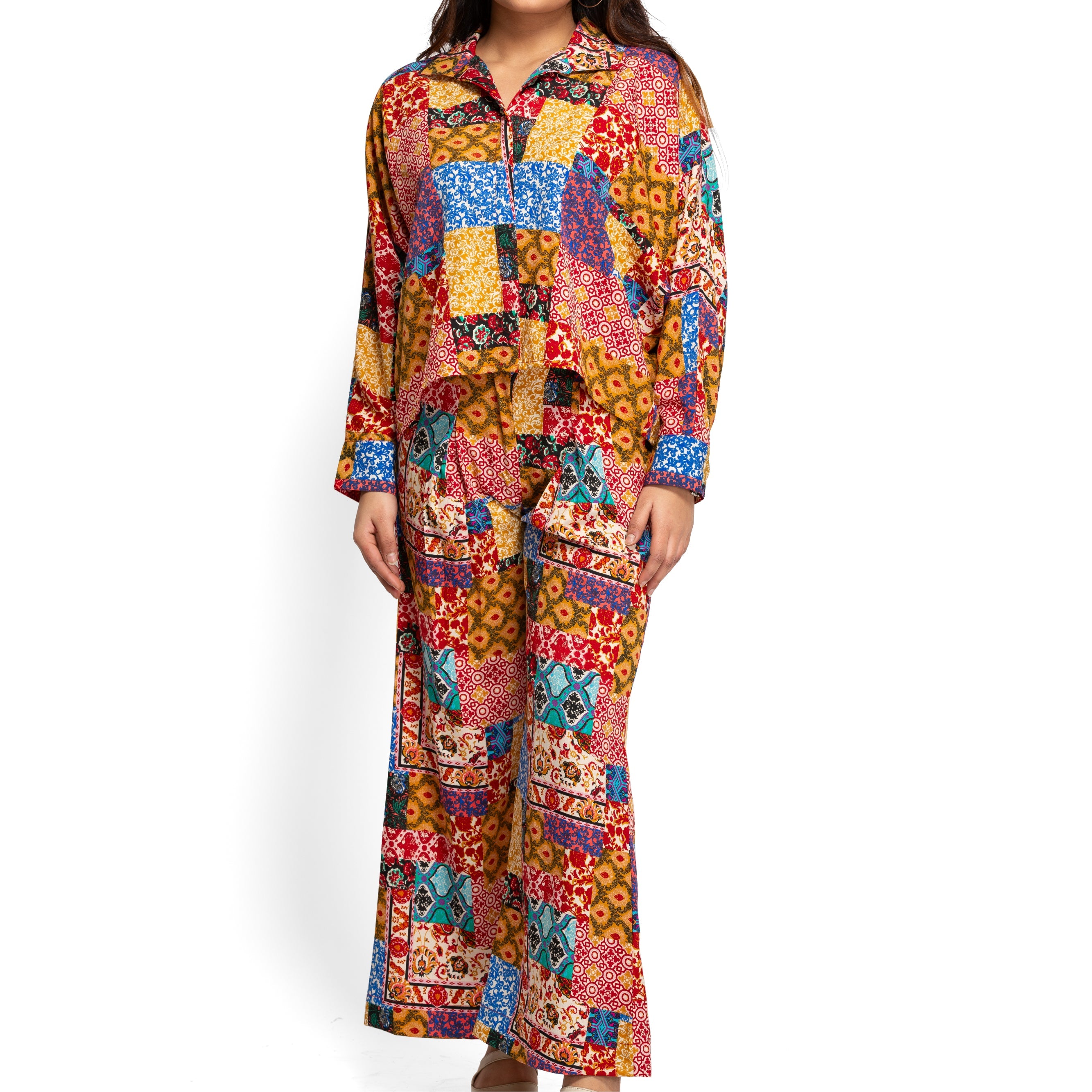 Women's Women's kaftan shirt with palazzo co-ord set - Taantav