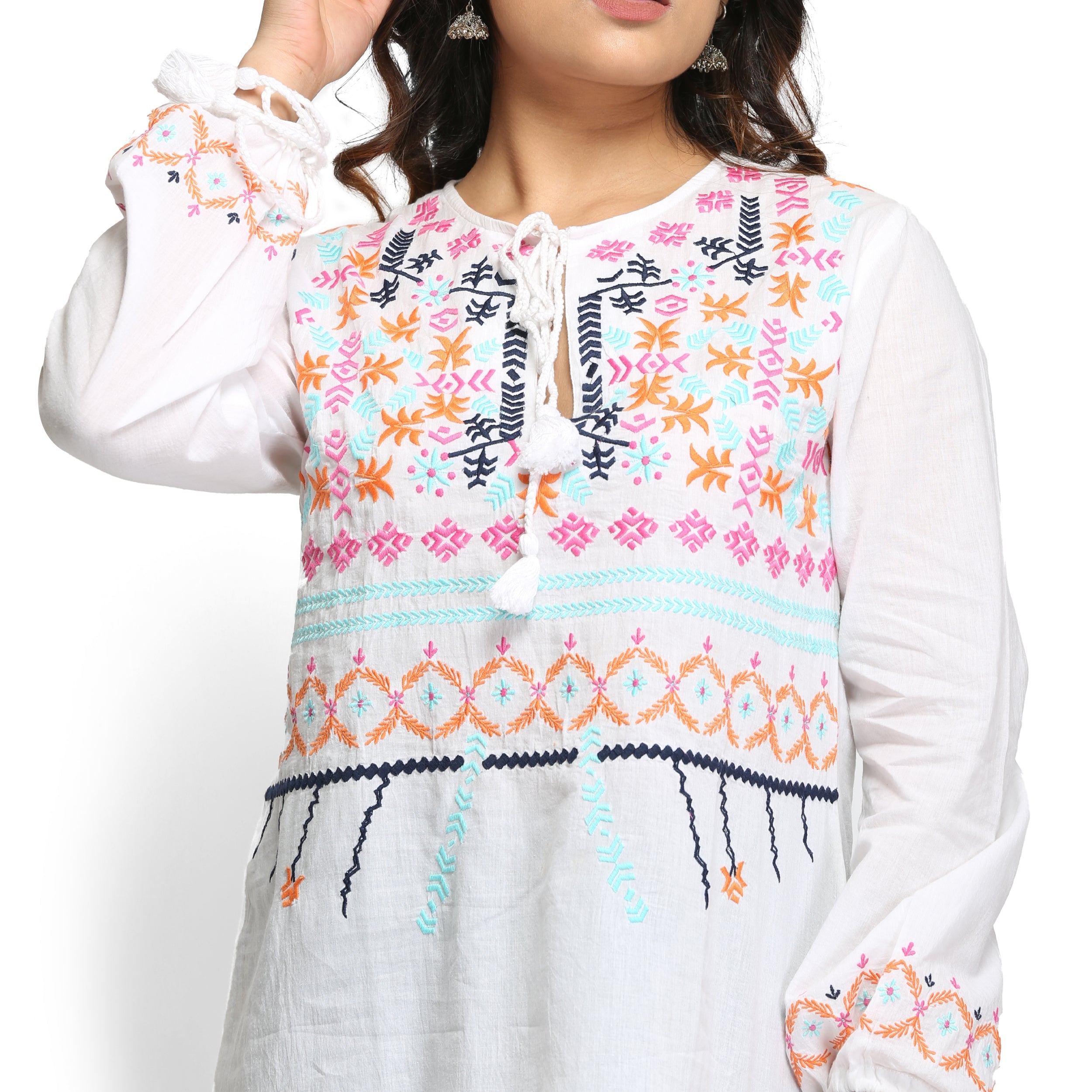 Women's Embroidered full sleeve tunic for women - Taantav