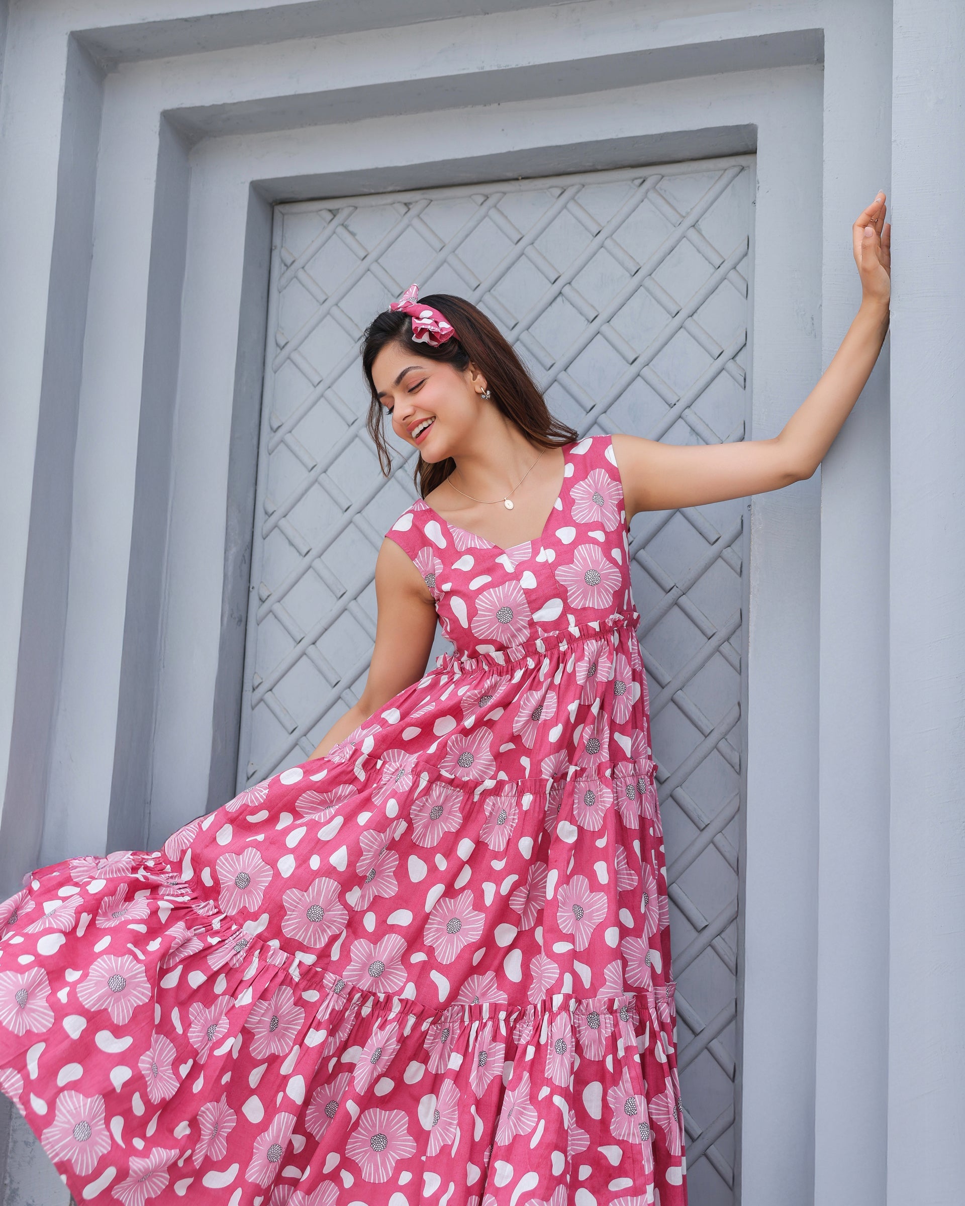 Women's Blush Bloom Tiered Maxi Dress