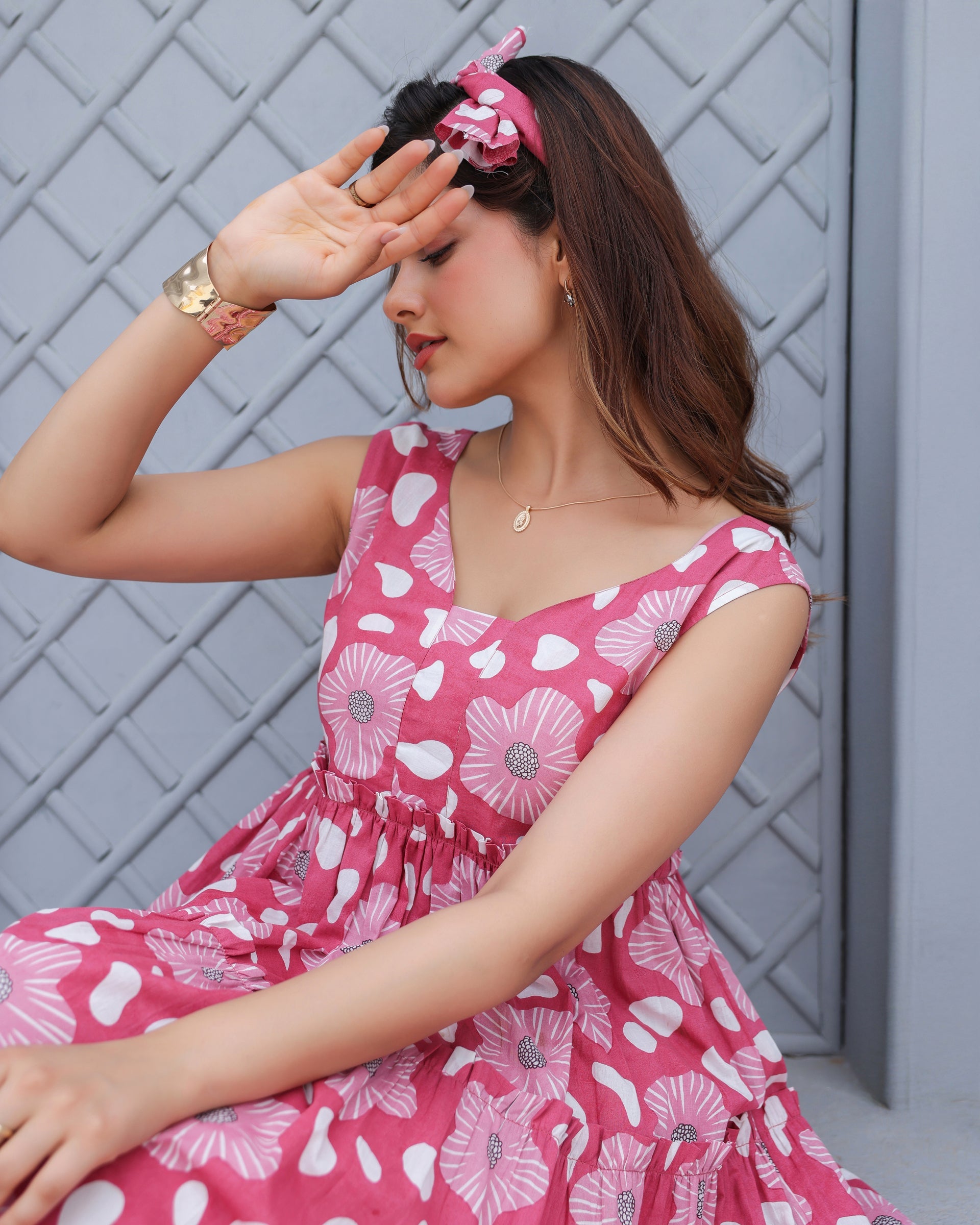 Women's Blush Bloom Tiered Maxi Dress