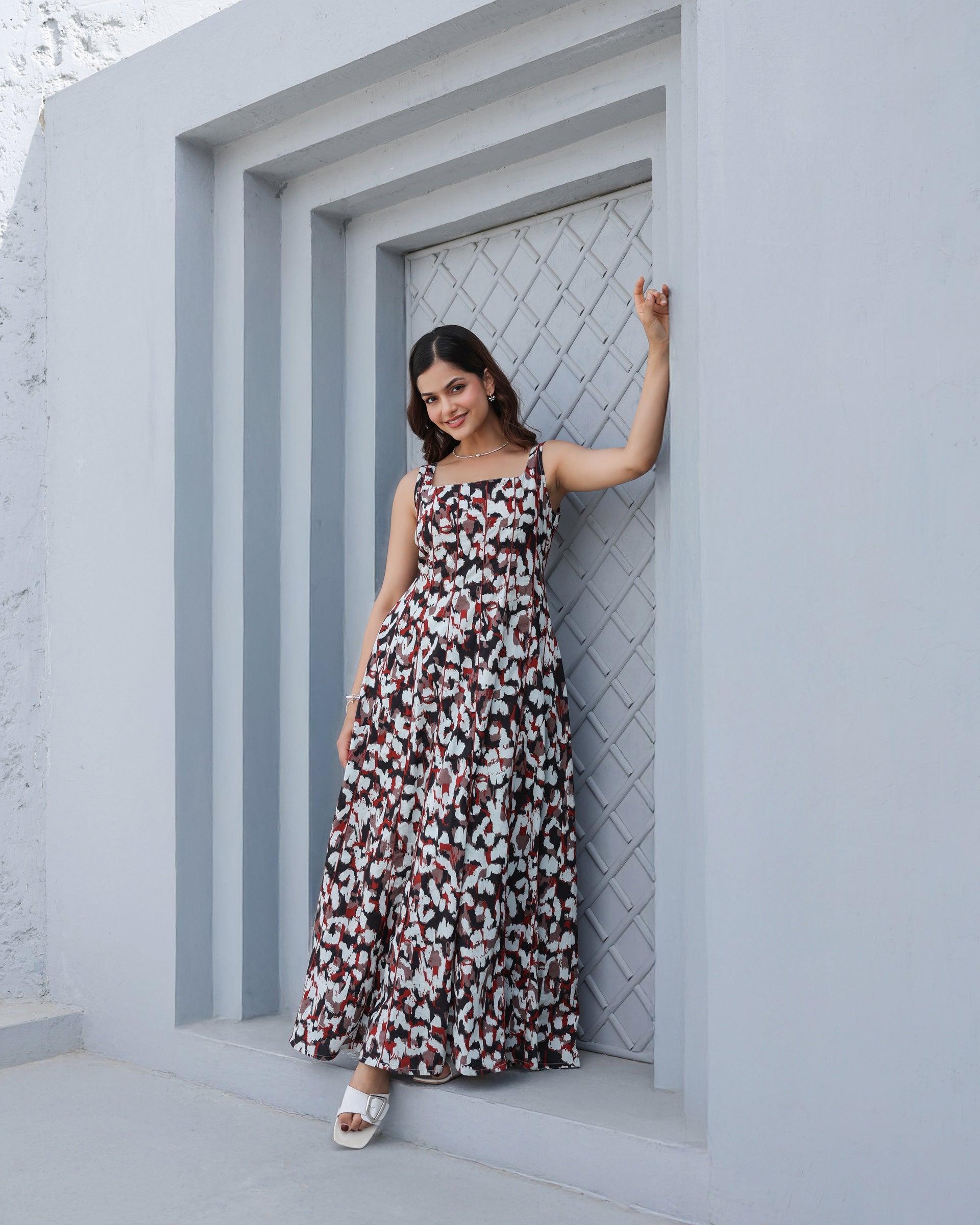 Women's Monochrome Muse Tiered Maxi Dress