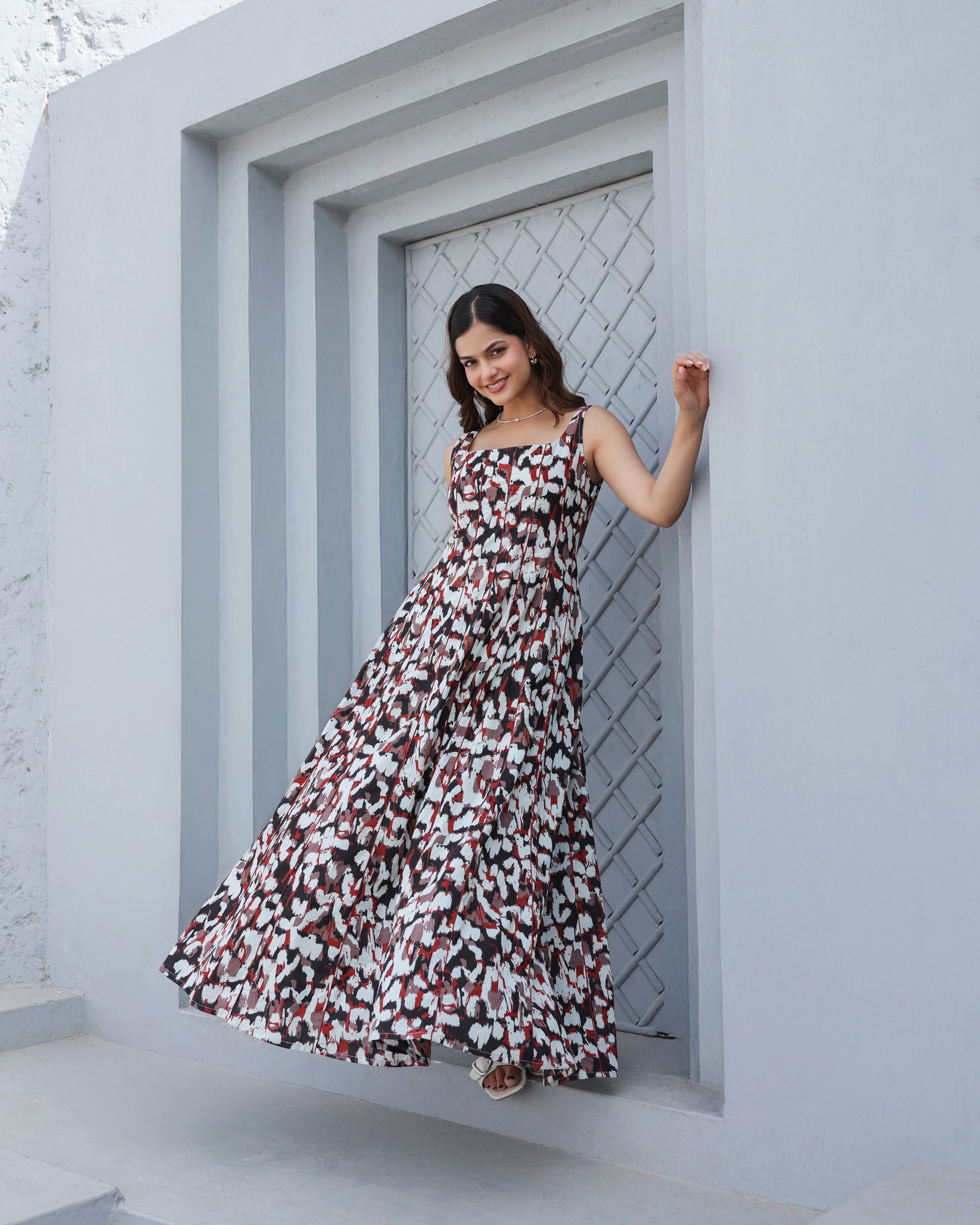 Women's Monochrome Muse Tiered Maxi Dress