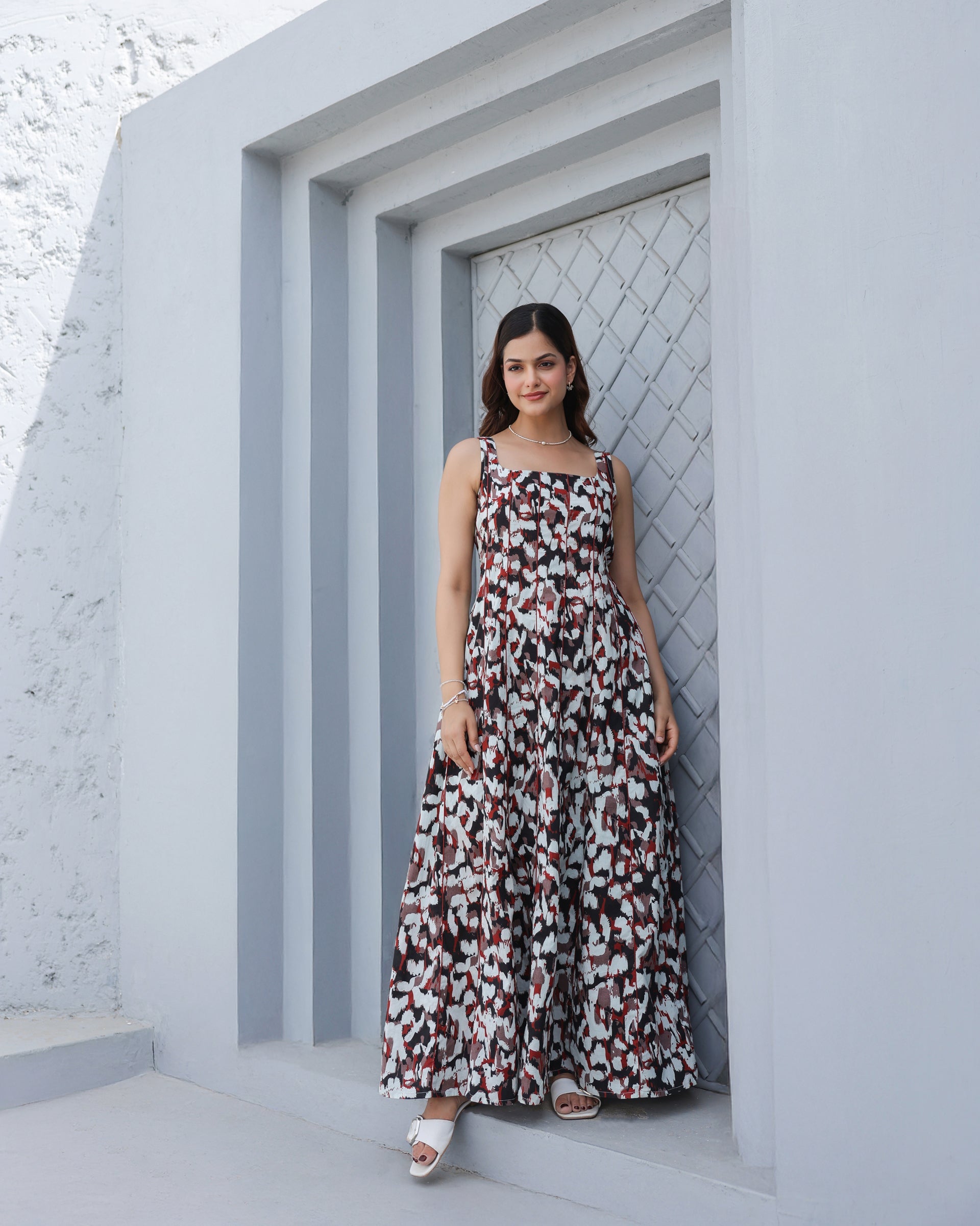 Women's Monochrome Muse Tiered Maxi Dress
