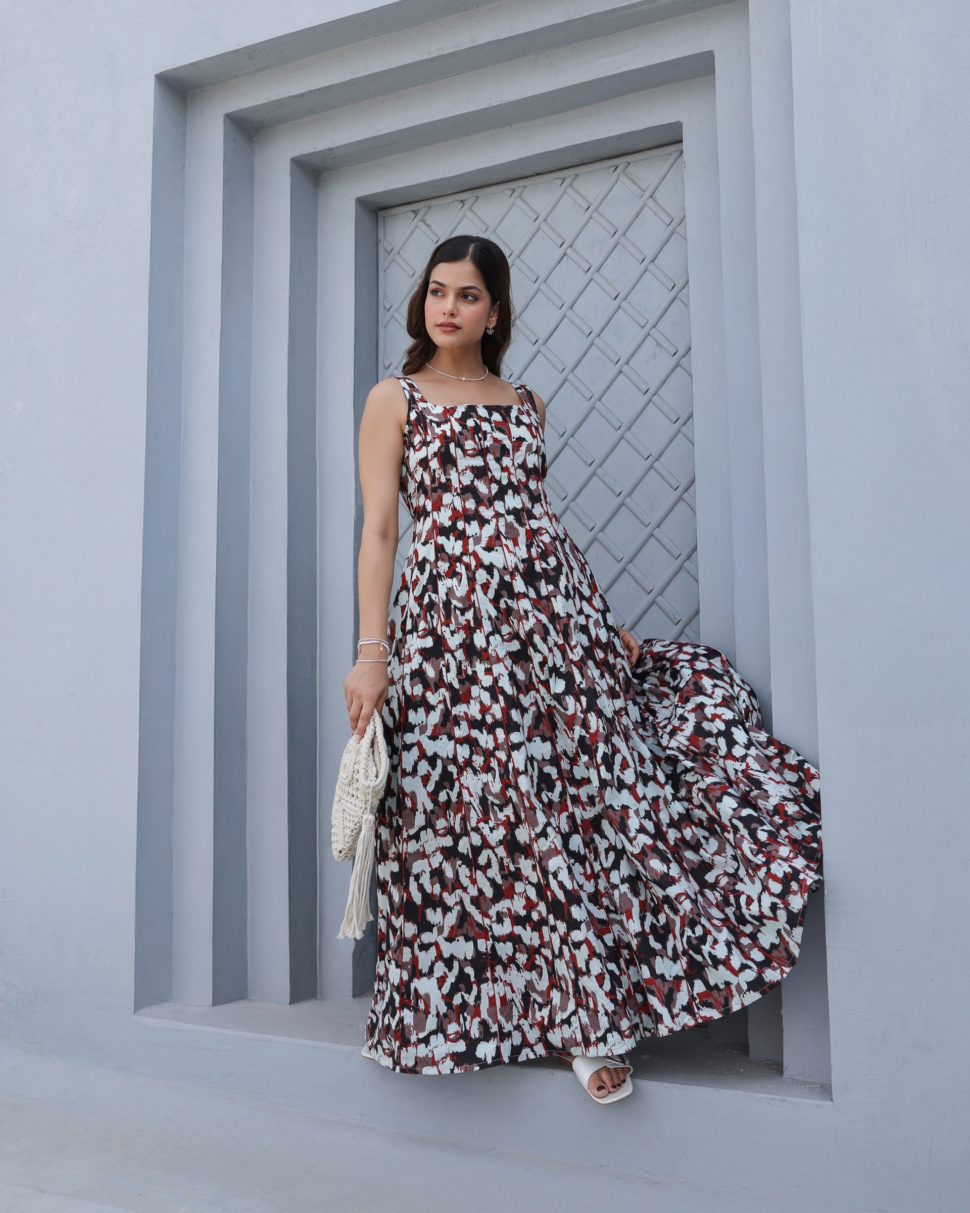 Women's Monochrome Muse Tiered Maxi Dress