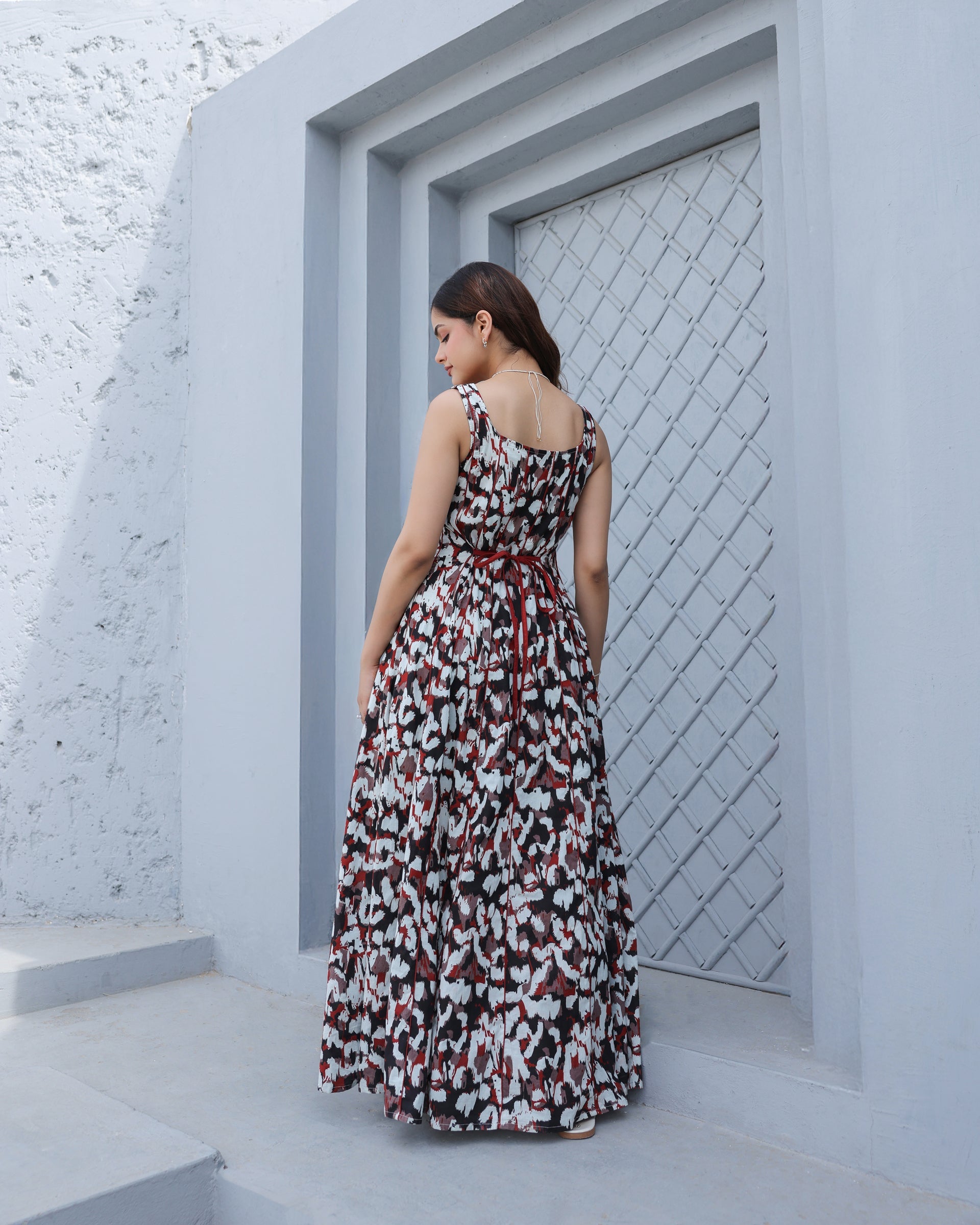 Women's Monochrome Muse Tiered Maxi Dress