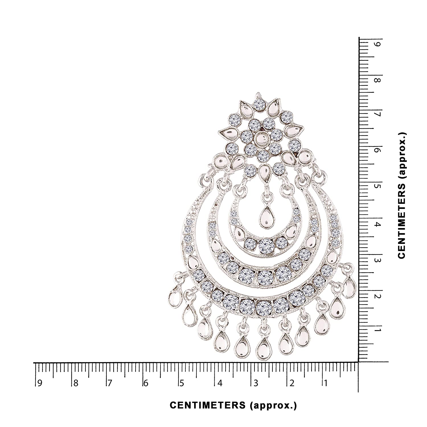 Women Silver Chandbali Earrings by I Jewels (1 Pai