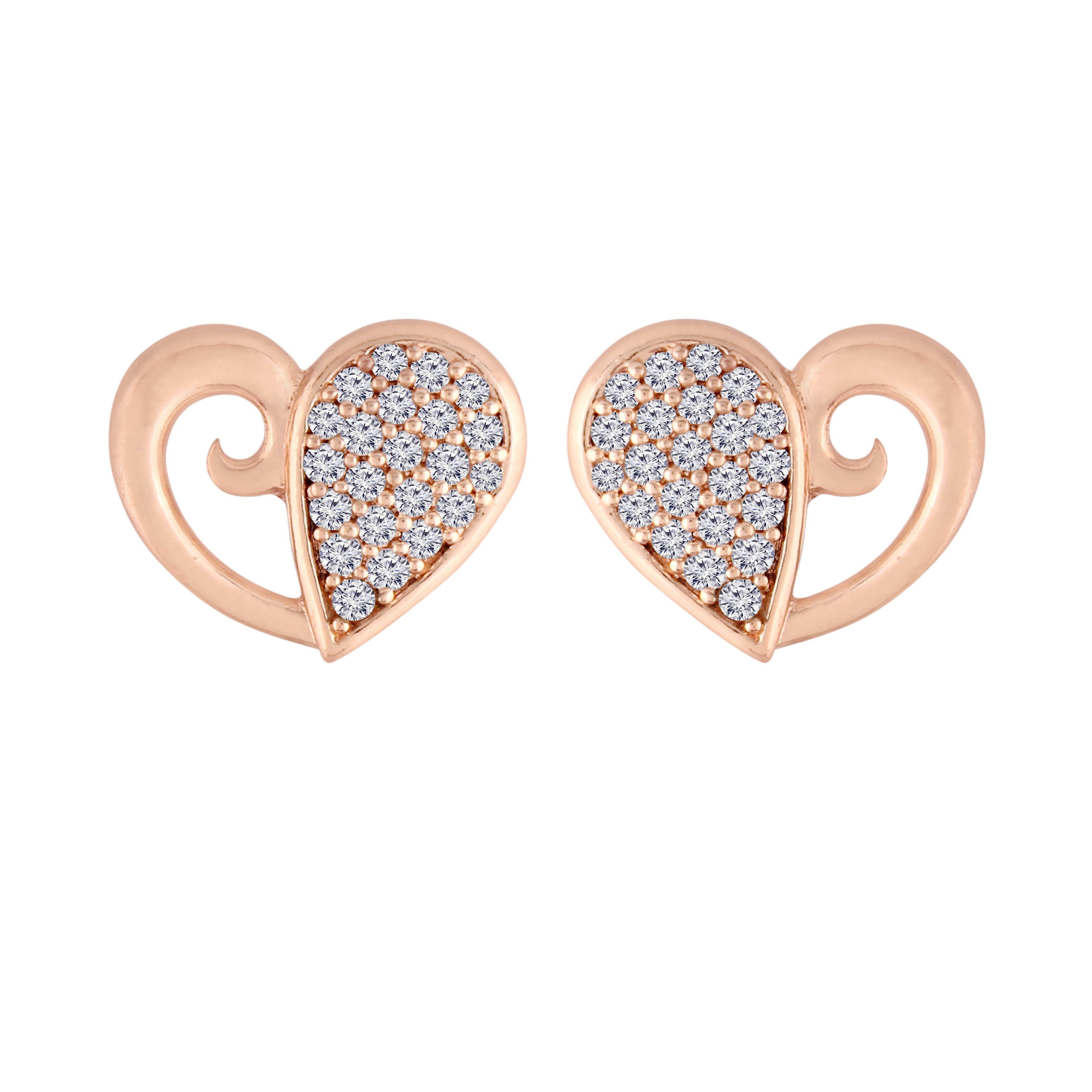 Women's Glittering Crystal AD Stone Heart Shaped Stud Earrings