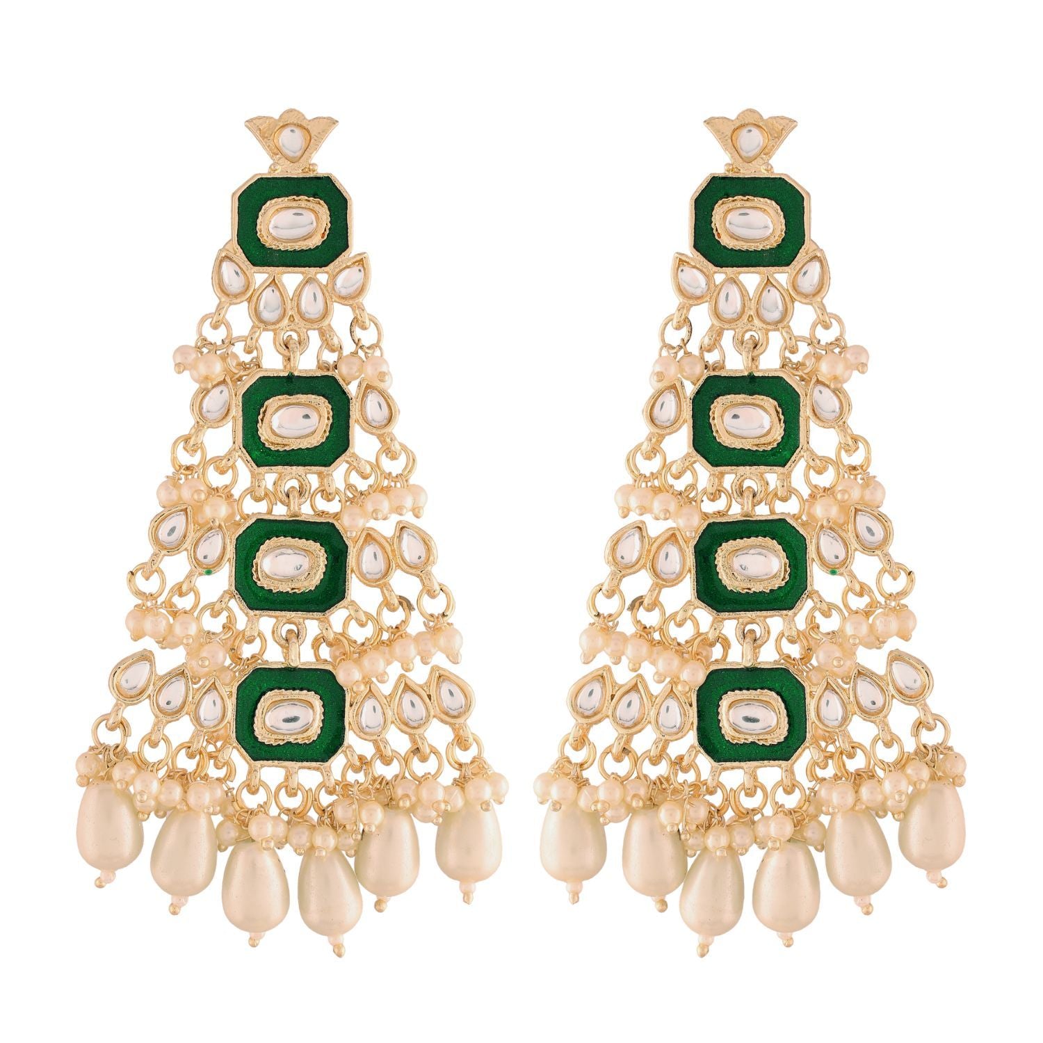 Women's Kundan Pearl Dangle EarringsÂ 