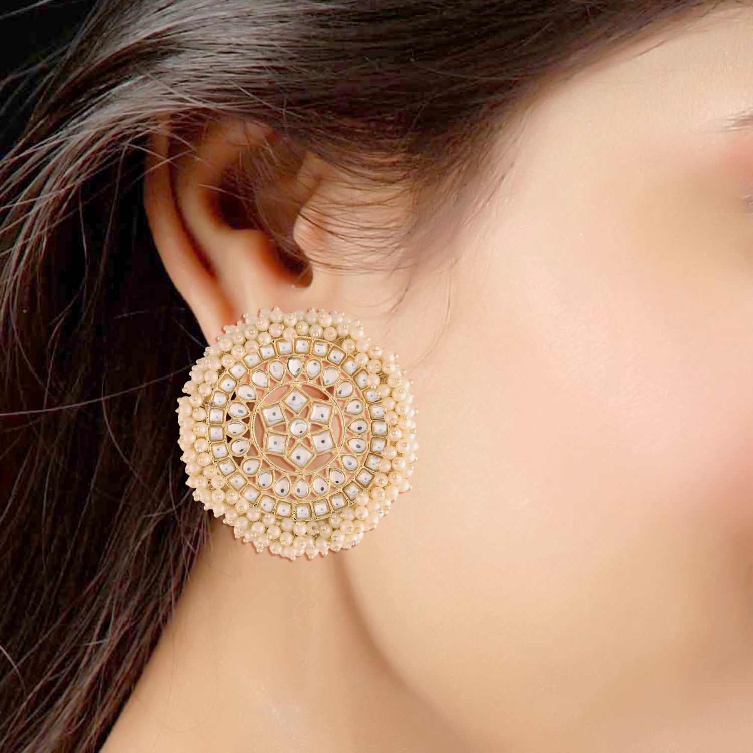 Women's Kundan Pearl Dangle EarringsÂ 