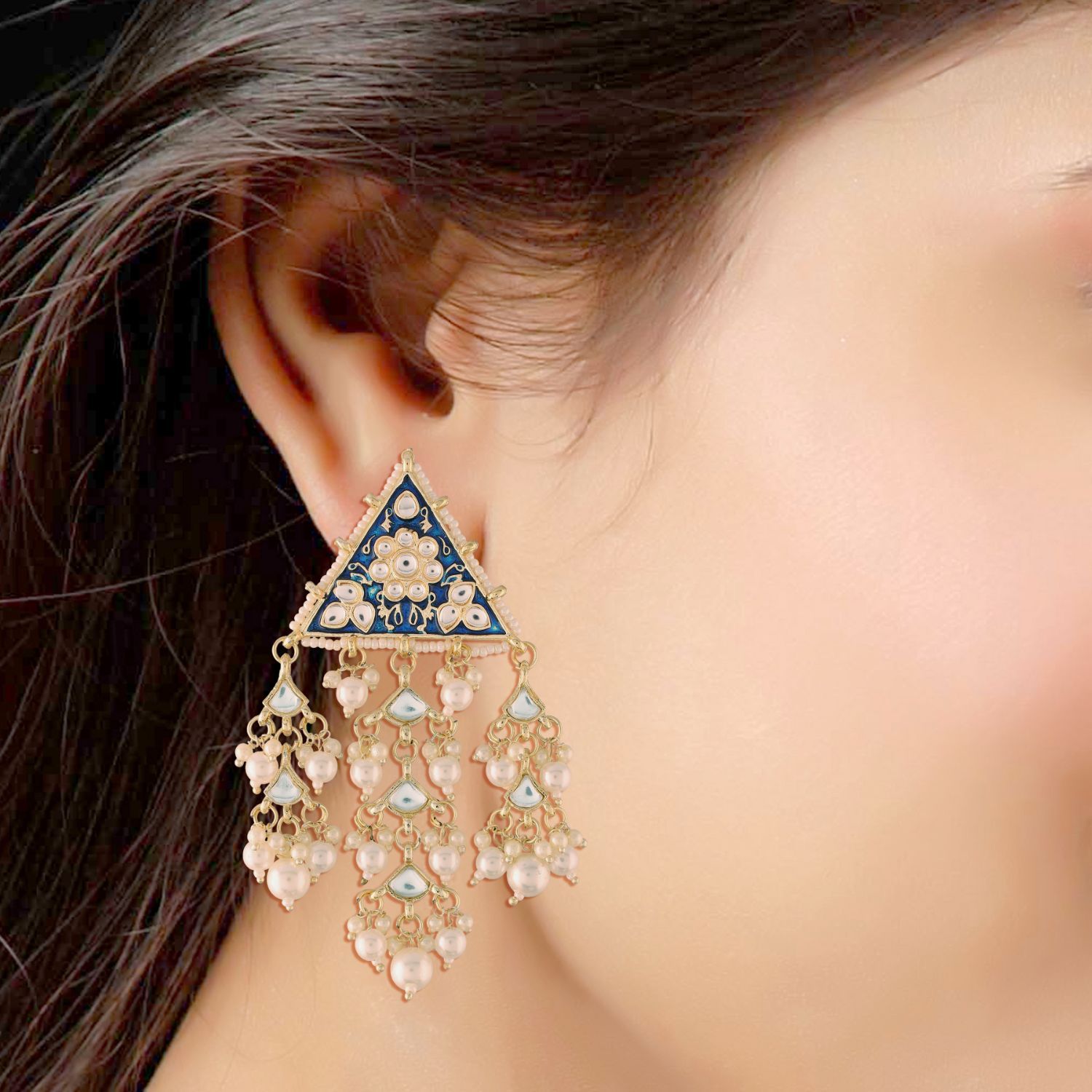 Women's Kundan Pearl Dangle EarringsÂ 