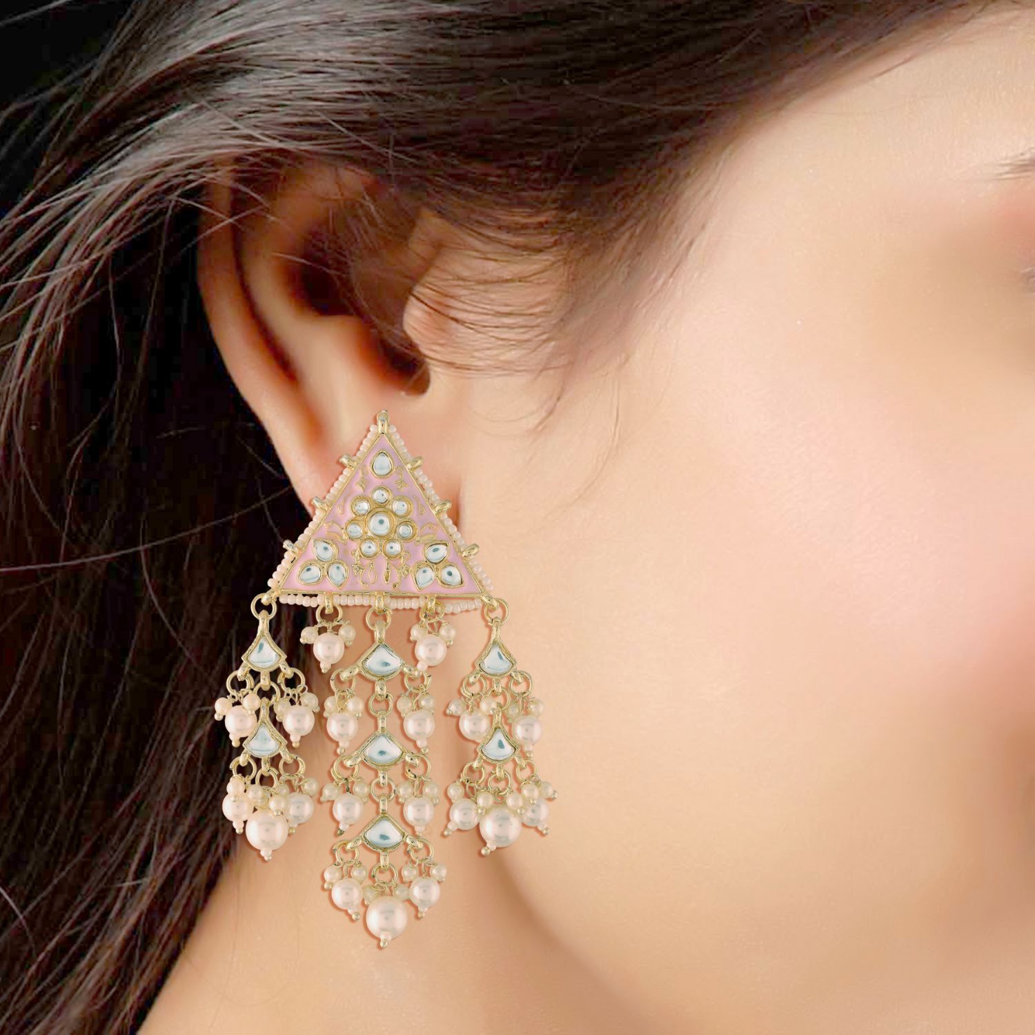 Women's Kundan Pearl Dangle EarringsÂ 