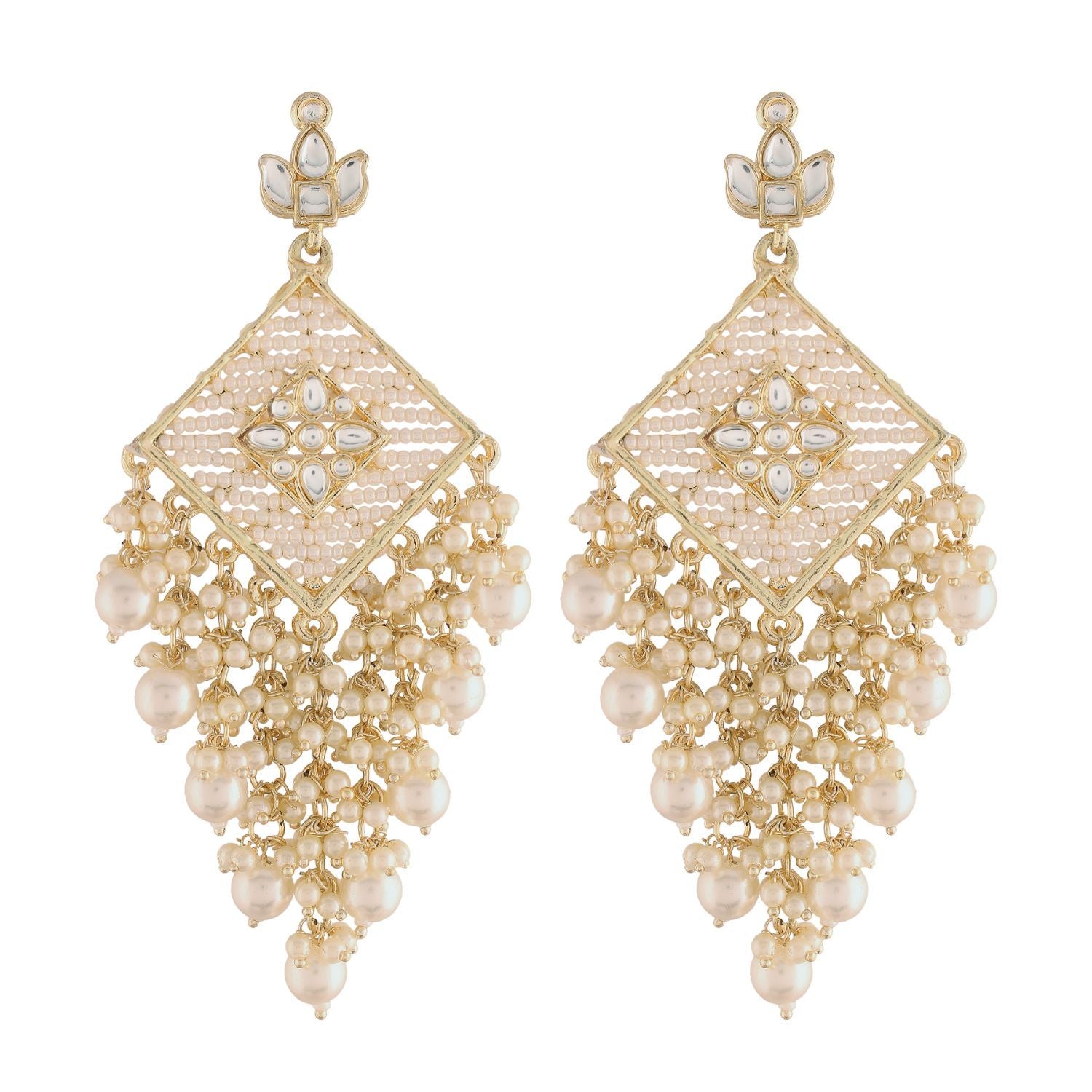 Women's Kundan Pearl Dangle EarringsÂ 
