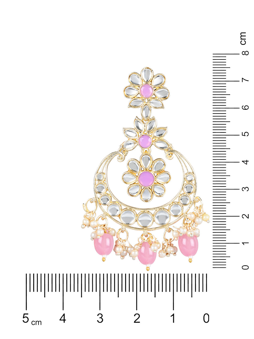 Women's 18K Gold Plated Traditional Handcrafted Pearl Kundan Beaded Earrings (E3023Pi)