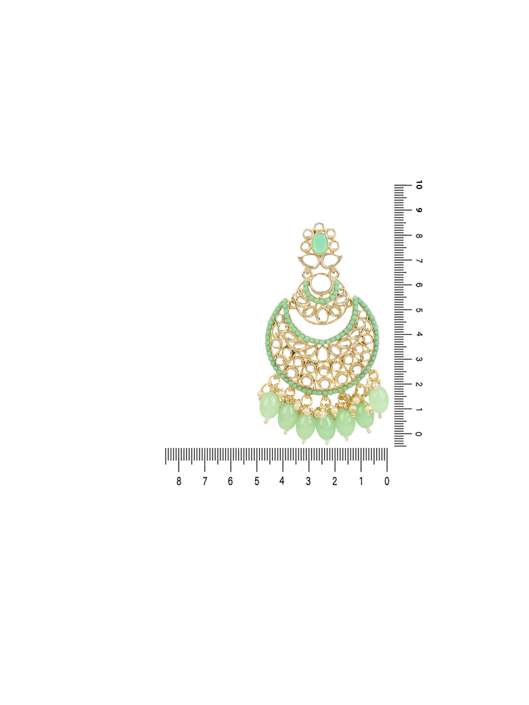 Women's 18K Gold Plated Traditional Handcrafted Pearl Kundan Beaded Chandbali Earrings (E3027Min)