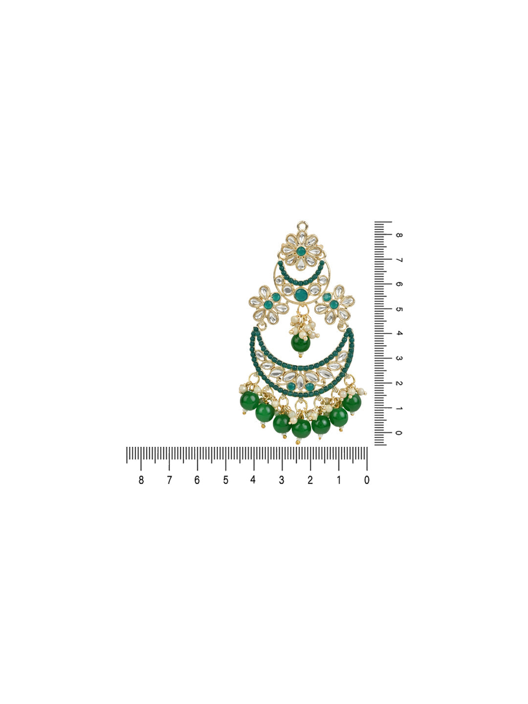 Women's 18K Gold Plated Traditional Handcrafted Pearl Kundan Beaded Chandbali Earrings (E3031G)