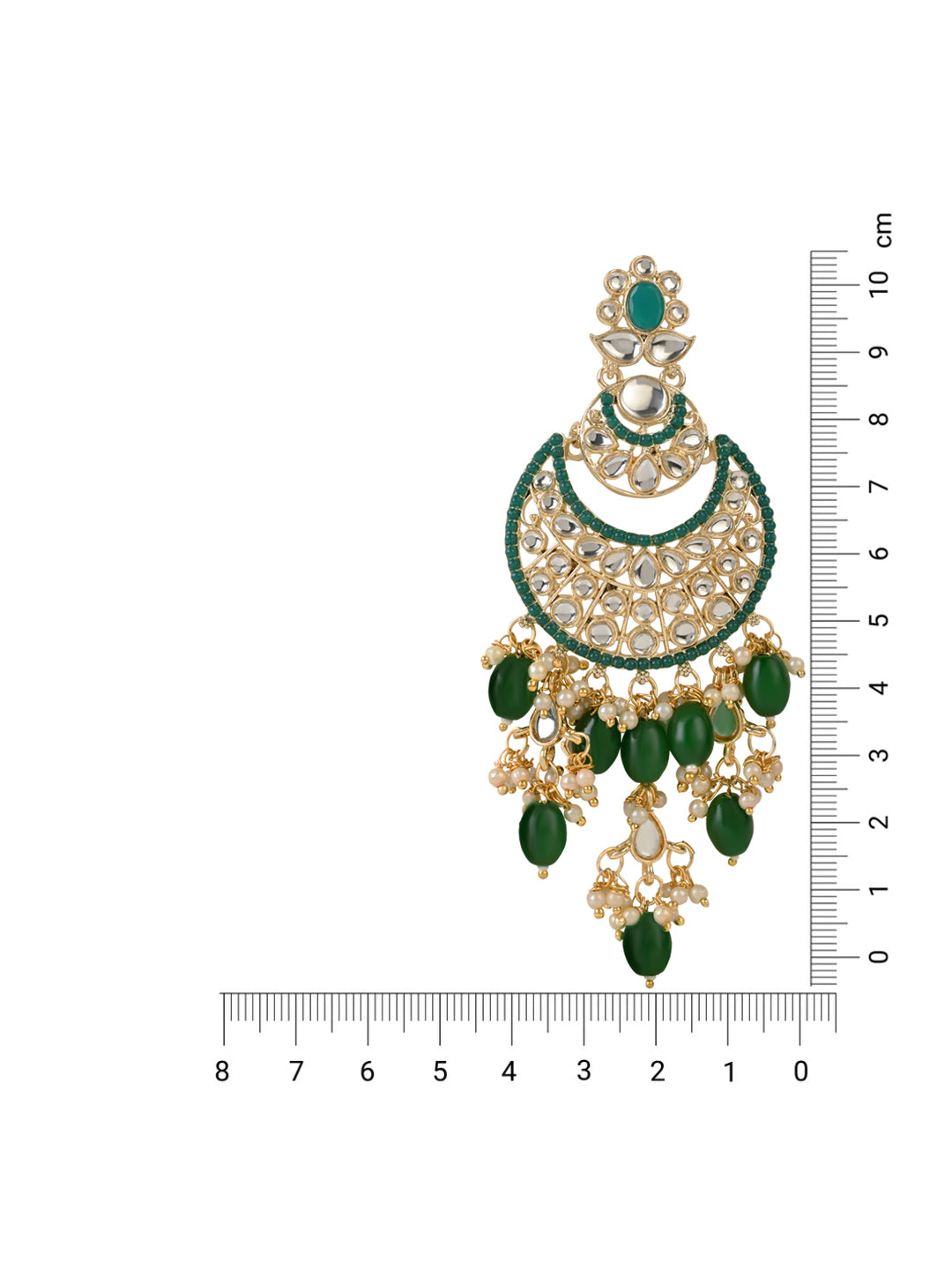 Women's 18K Gold Plated Traditional Handcrafted Pearl Kundan Beaded Chandbali Earrings (E3053G)