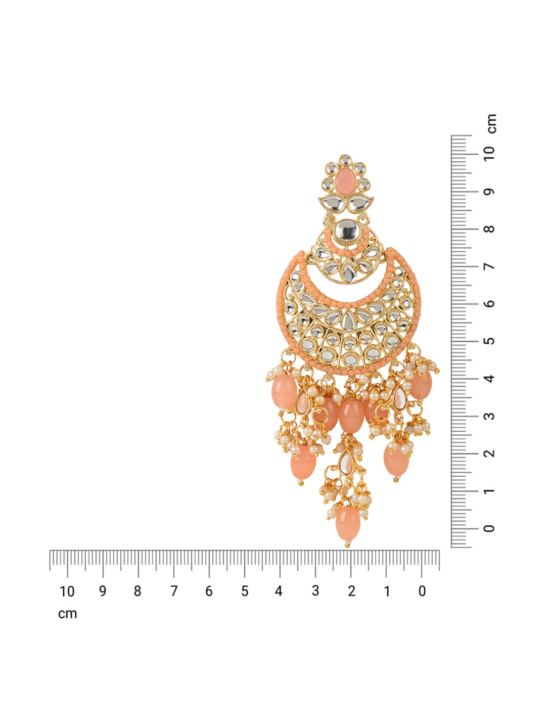 Women's 18K Gold Plated Traditional Handcrafted Pearl Kundan Beaded Chandbali Earrings (E3053Pe)