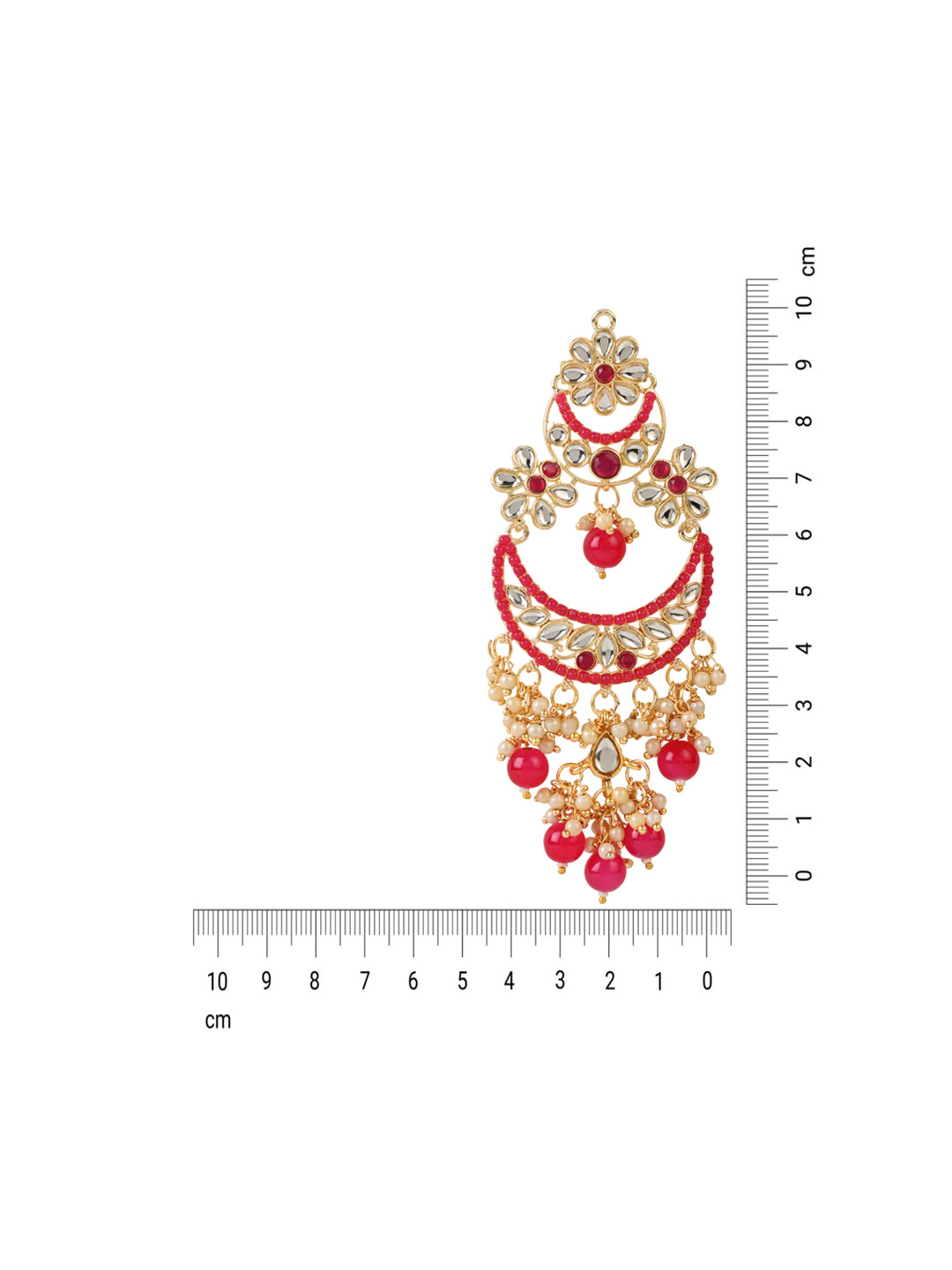 Women's 18K Gold Plated Traditional Handcrafted Pearl Kundan Beaded Chandbali Earrings (E3054Q)