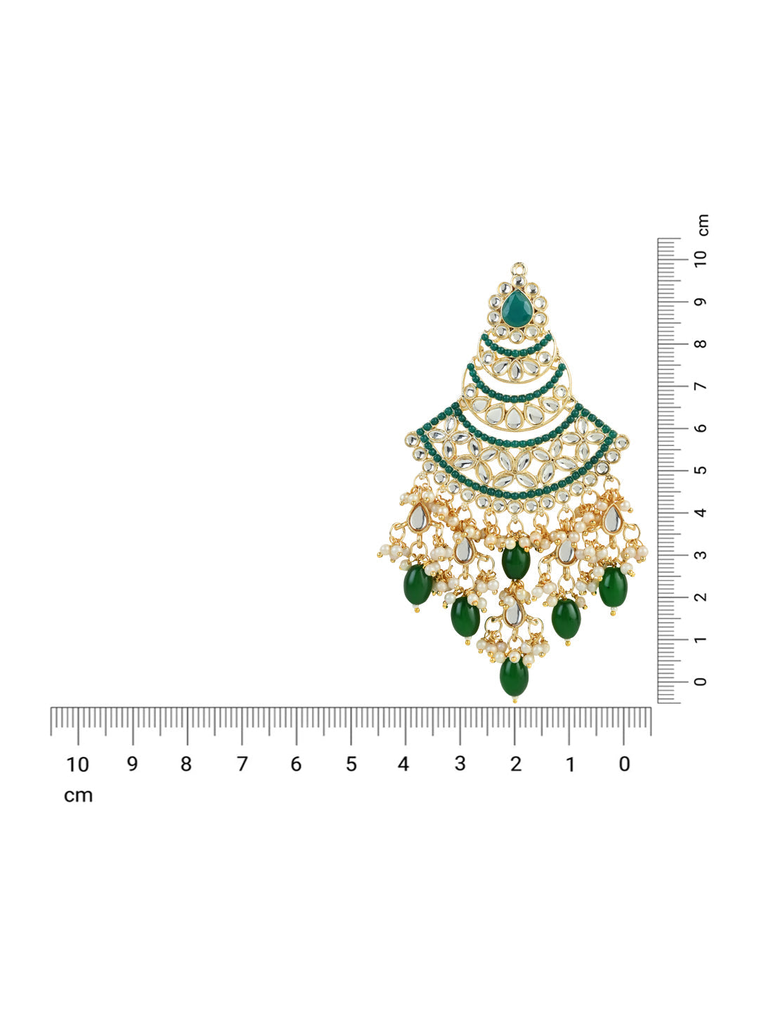 Women's 18K Gold Plated Traditional Handcrafted Pearl Kundan Beaded Chandbali Earrings (E3055G)