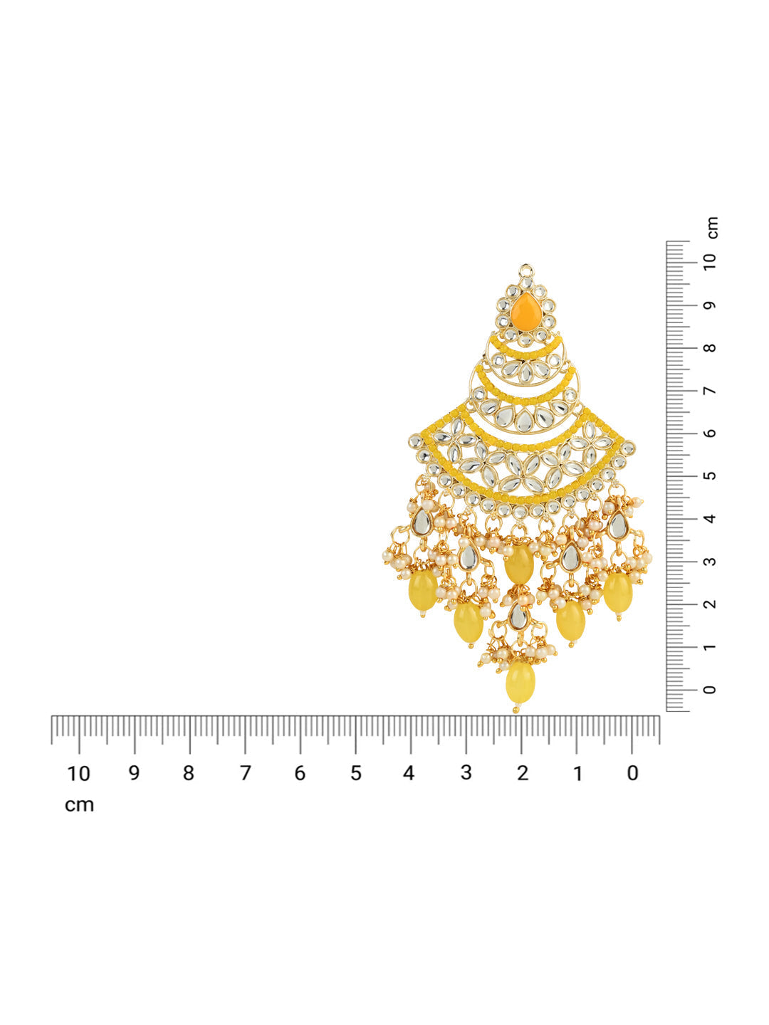 Women's 18K Gold Plated Traditional Handcrafted Pearl Kundan Beaded Chandbali Earrings (E3055Y)