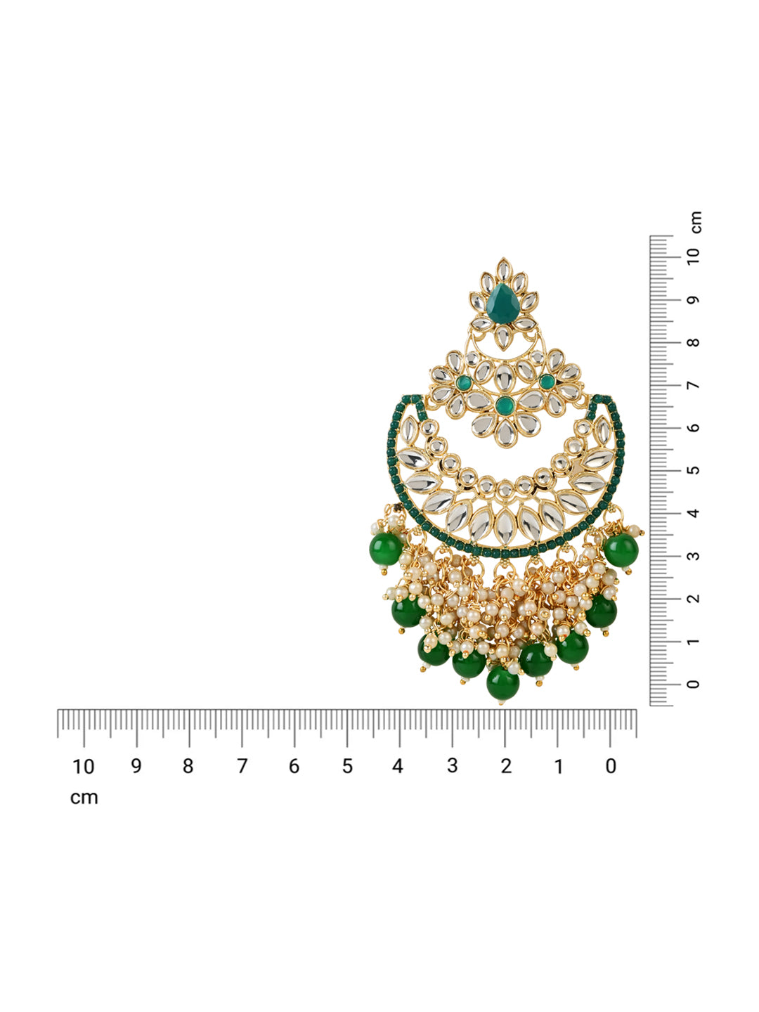 Women's 18K Gold Plated Traditional Pearl Kundan Beaded Chandbali Earrings (E3056G)