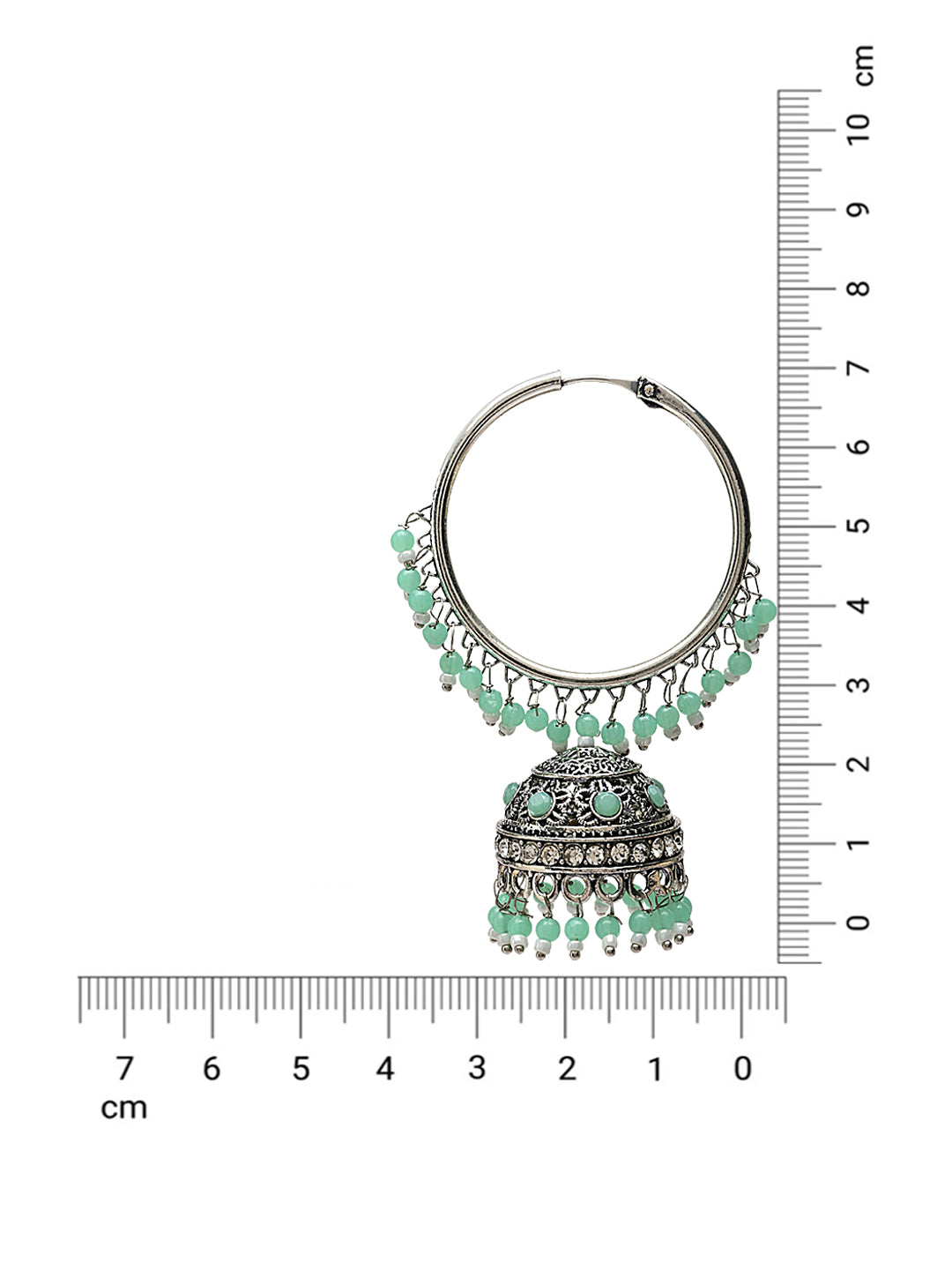 Women's Silver Plated Traditional Handcrafted Mint Pearl Jhumki Earrings (E3060Zmin)