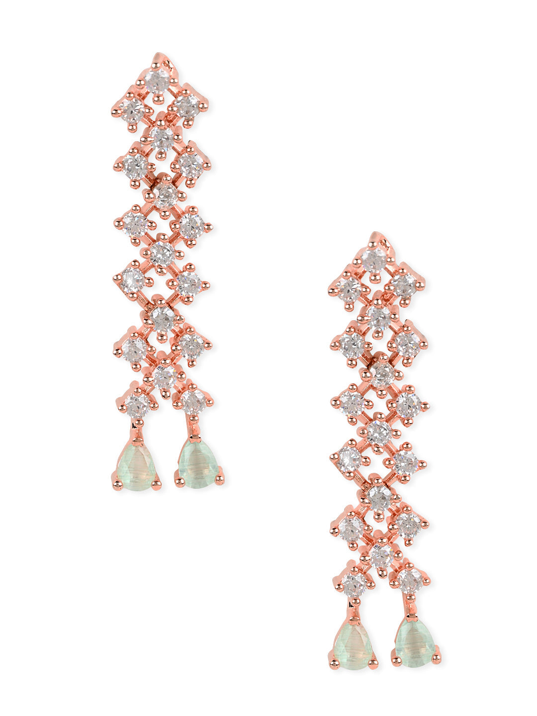 Women's Valentine'S Special Rose Gold Plated Glittering American Diamond Stone Studded Dangle & Drop Earrings (E3065Min)