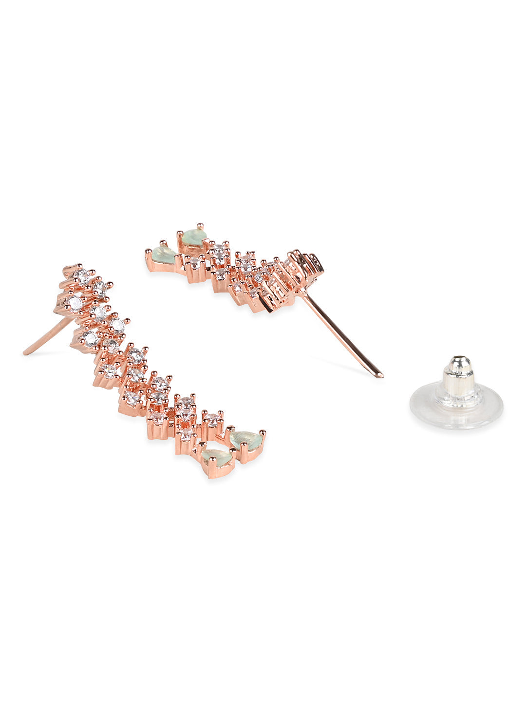 Women's Valentine'S Special Rose Gold Plated Glittering American Diamond Stone Studded Dangle & Drop Earrings (E3065Min)