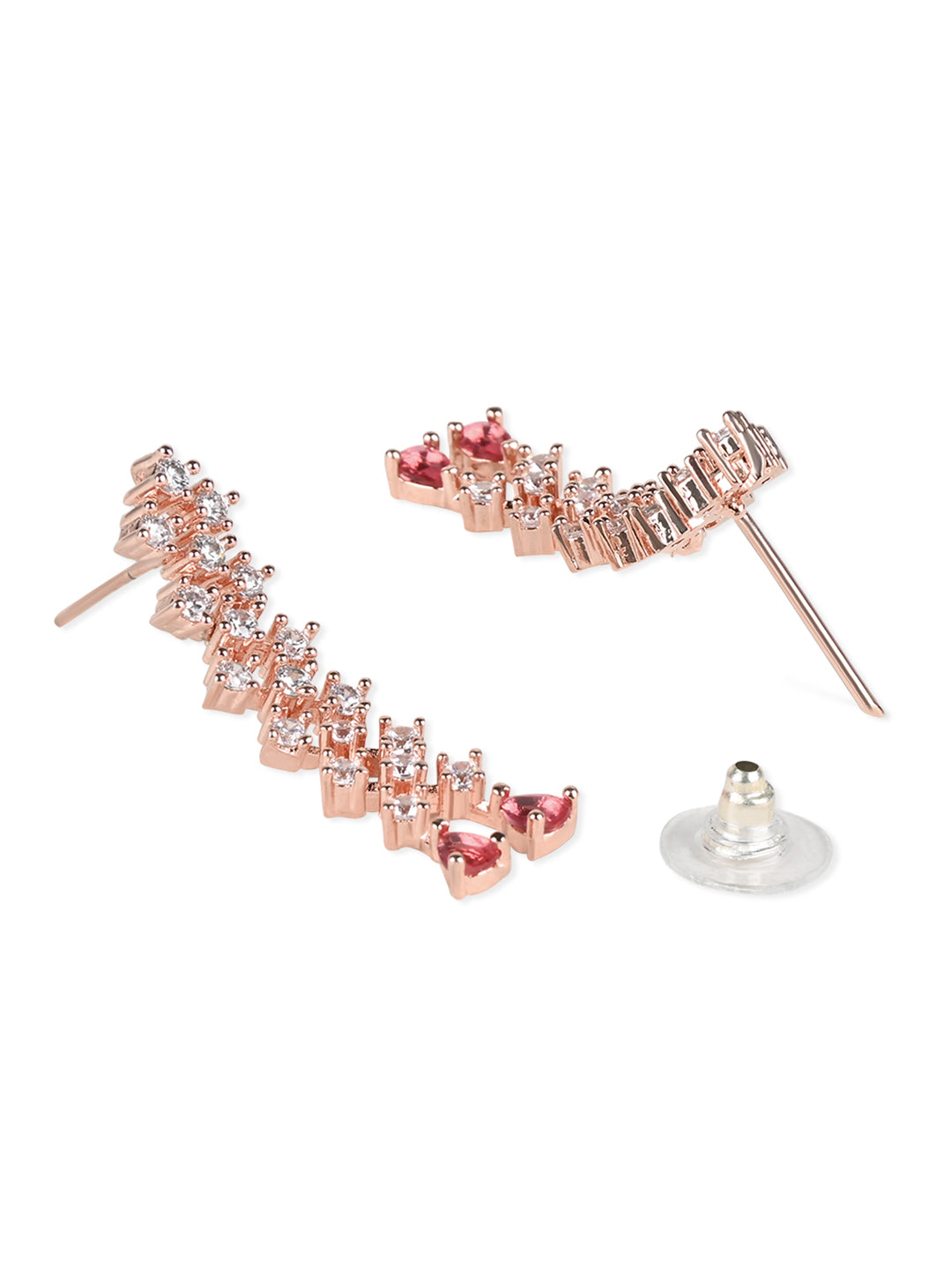 Women's Valentine'S Special Rose Gold Plated Glittering American Diamond Stone Studded Dangle & Drop Earrings (E3065Q)