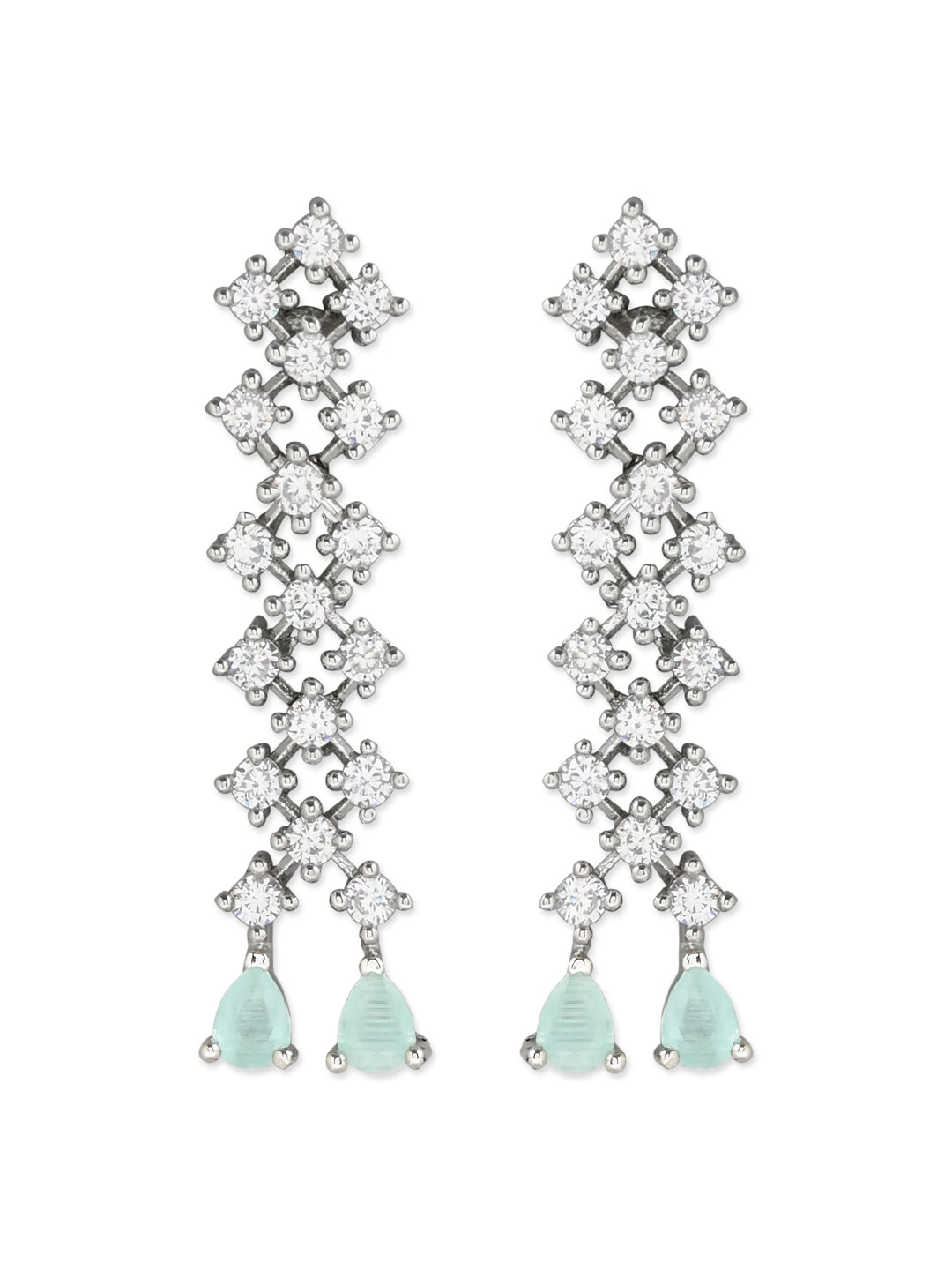 Women's Valentine'S Special Silver Plated Glittering Crystal Ad Stone Dangle & Drop Earrings (E3065Zmin)