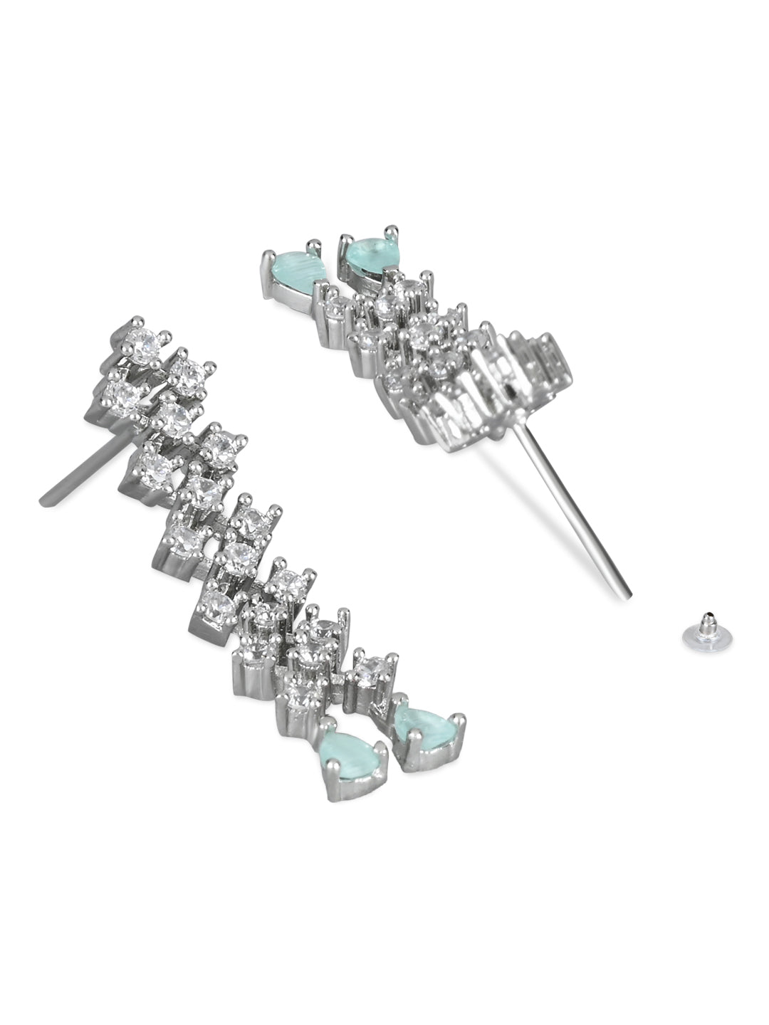 Women's Valentine'S Special Silver Plated Glittering Crystal Ad Stone Dangle & Drop Earrings (E3065Zmin)