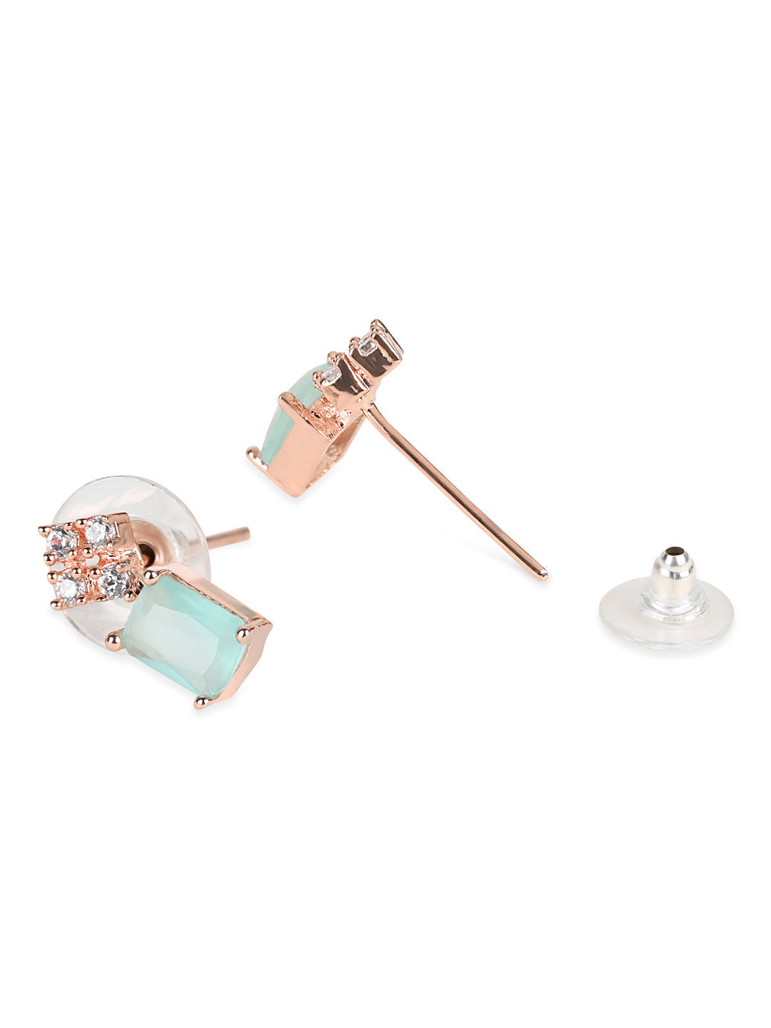 Women's Valentine'S Special 18K Rose Gold Plated Mint Cz & American Diamond Beautiful Studs Earrings (E3069Min)