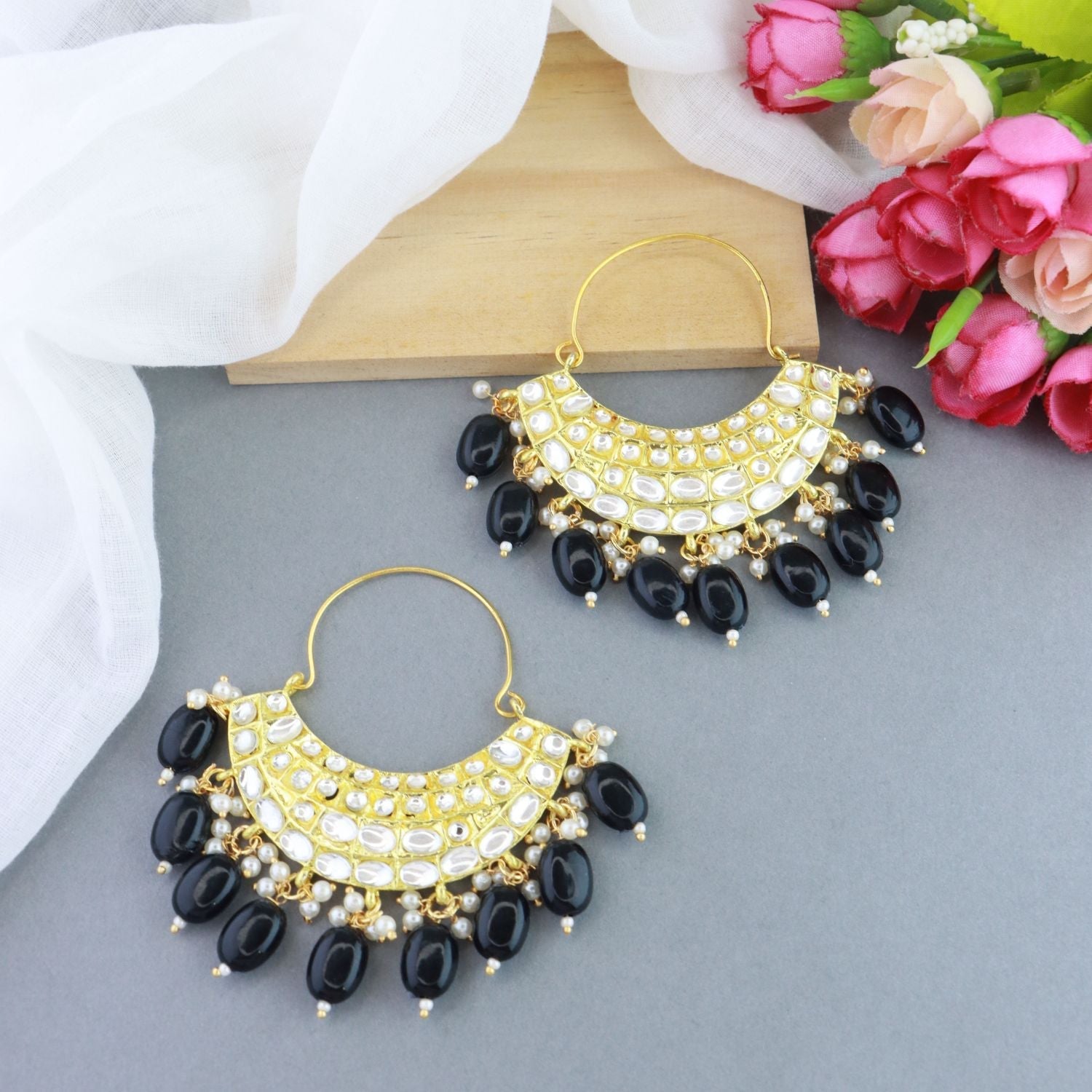 Women's Gold Plated Traditional Handcrafted Pearl Jhumki Earrings (E3073B)